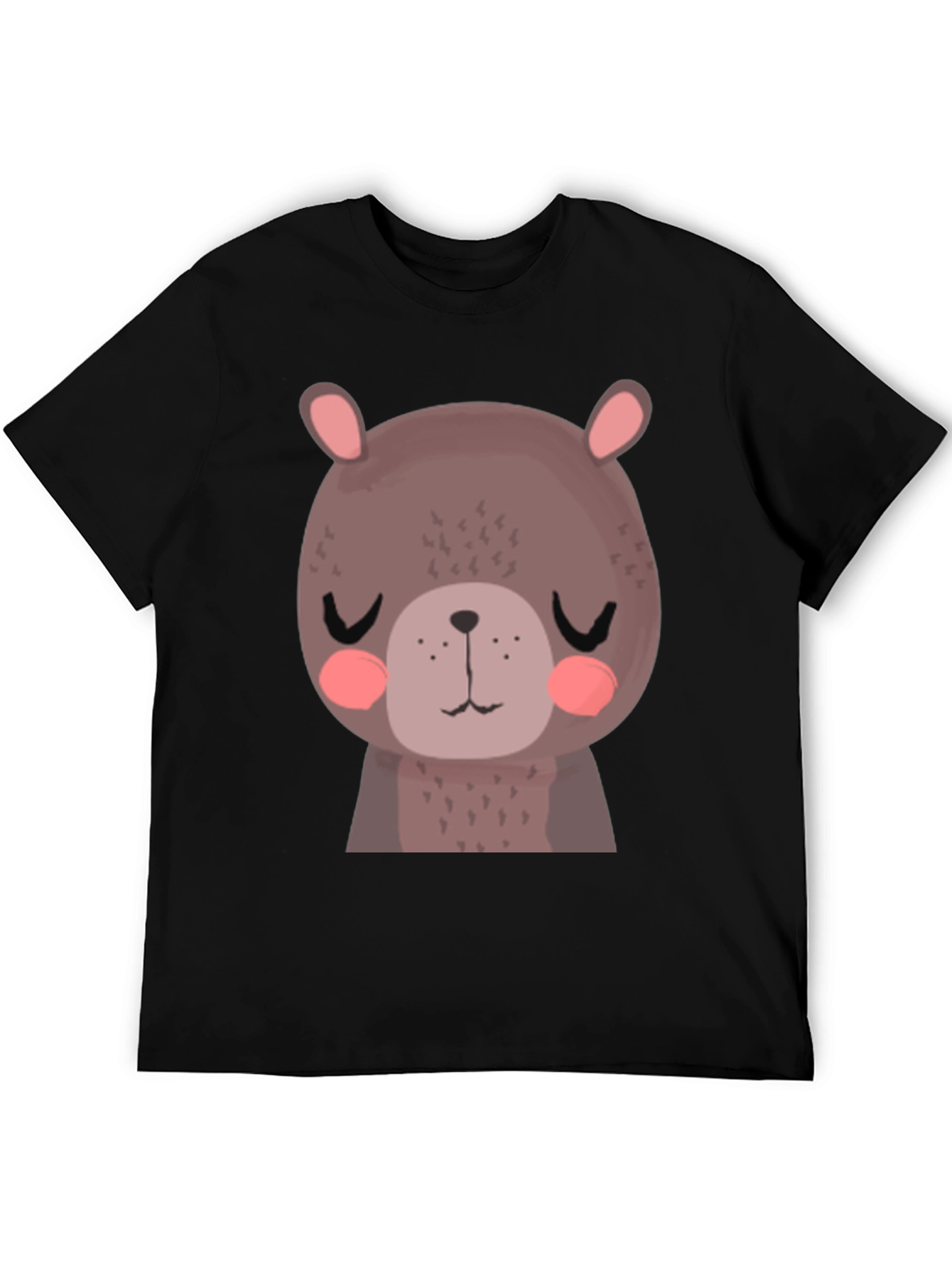 Black Cute Bear Graphic T-Shirt - Unisex Black Tee view 5