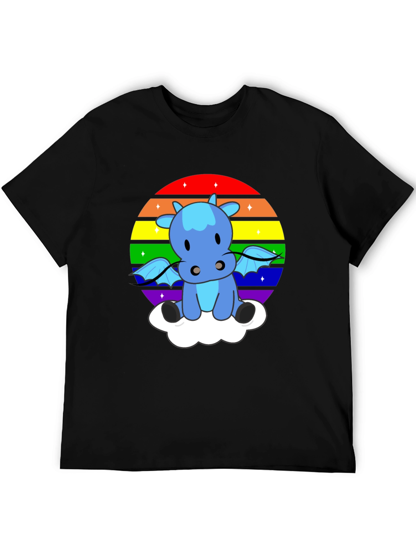 Black Rainbow Dragon on Cloud T-Shirt view 5