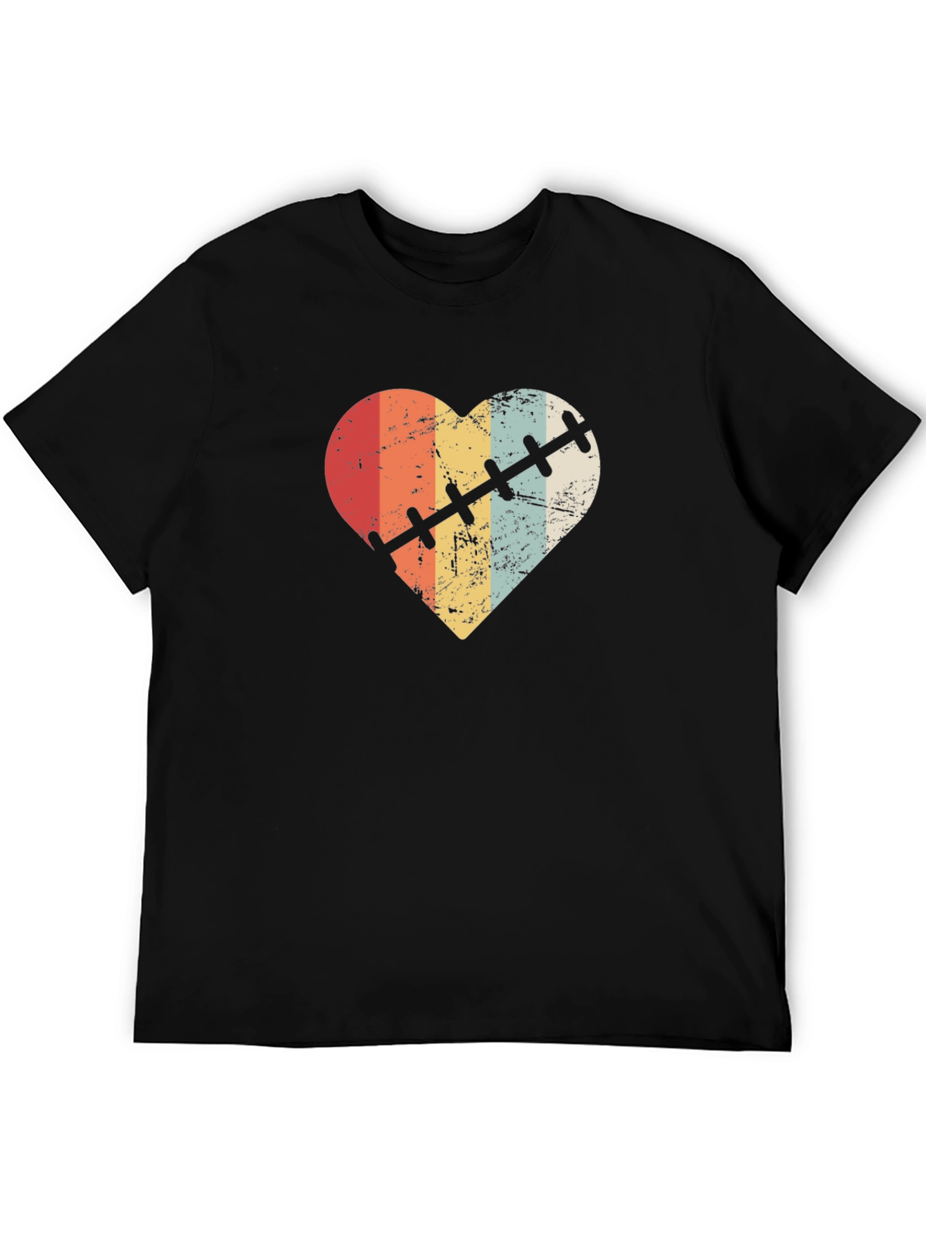 Retro Heart Stitch Graphic Tee - Black - 5