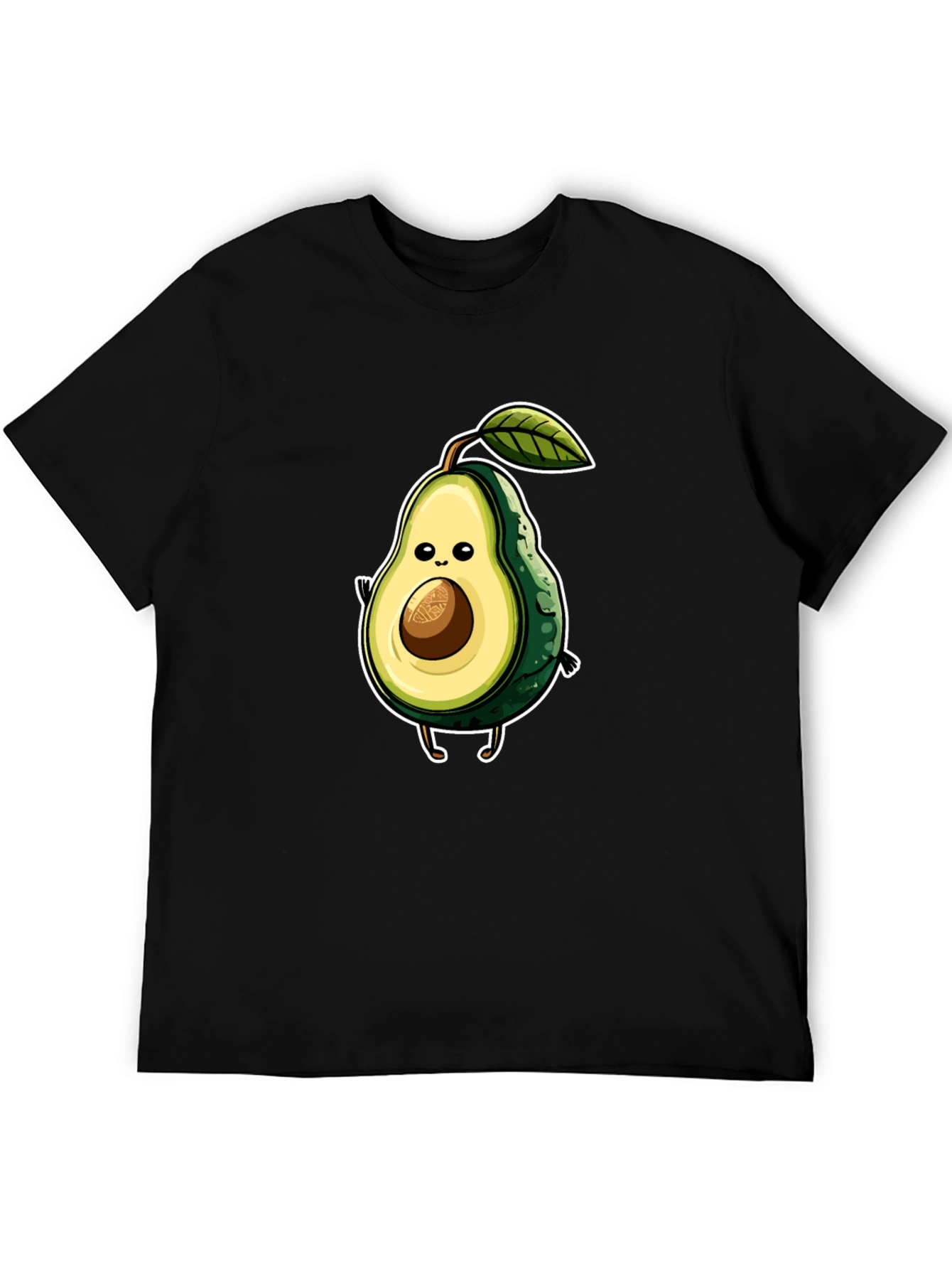 Funny Avocado Cartoon Graphic T-Shirt - Unisex Black Tee - 5