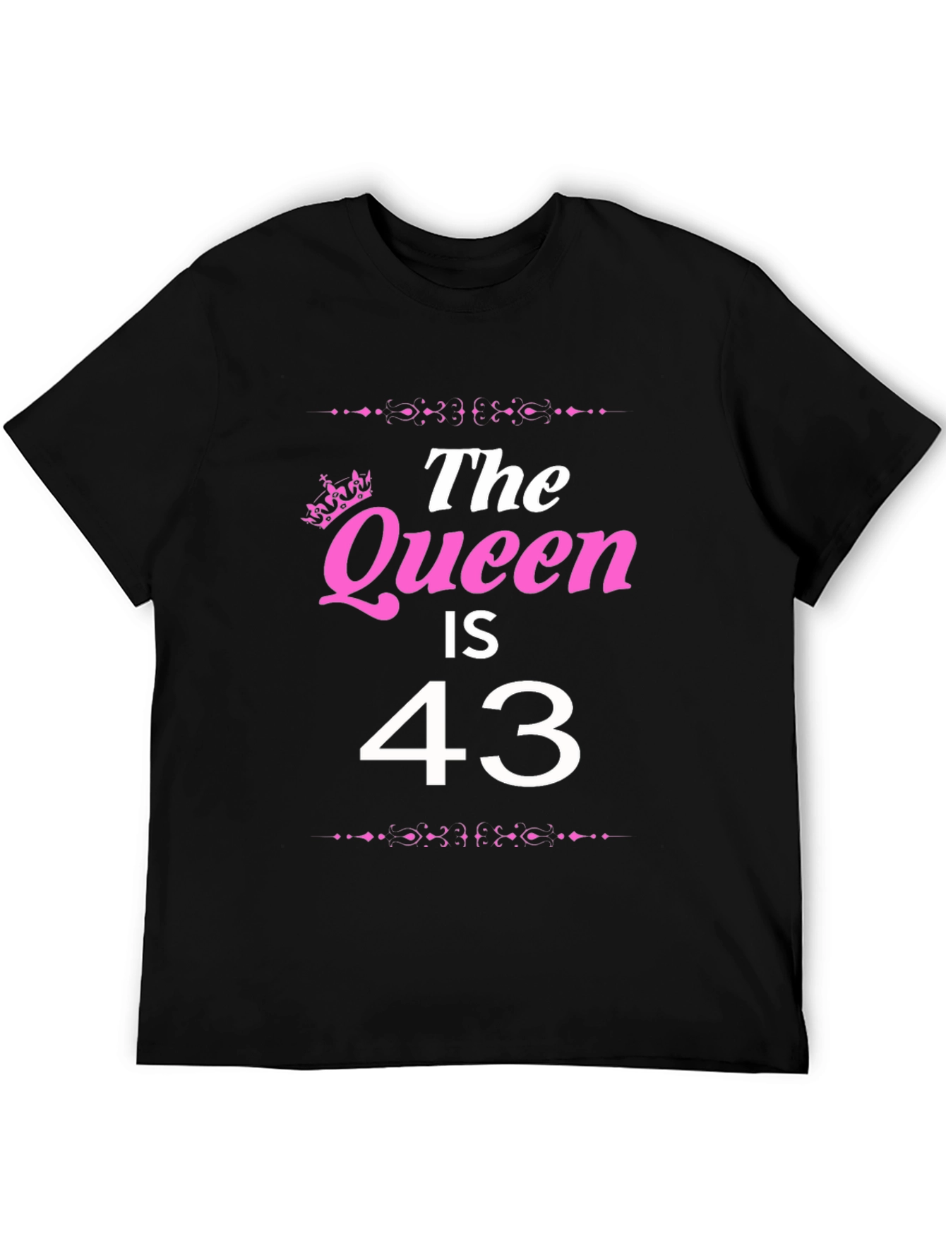 Black The Queen is 43 - Birthday T-Shirt view 5