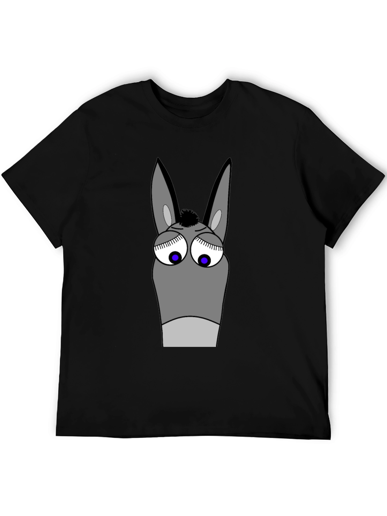 Black Funny Donkey Cartoon Graphic T-Shirt - Black view 5