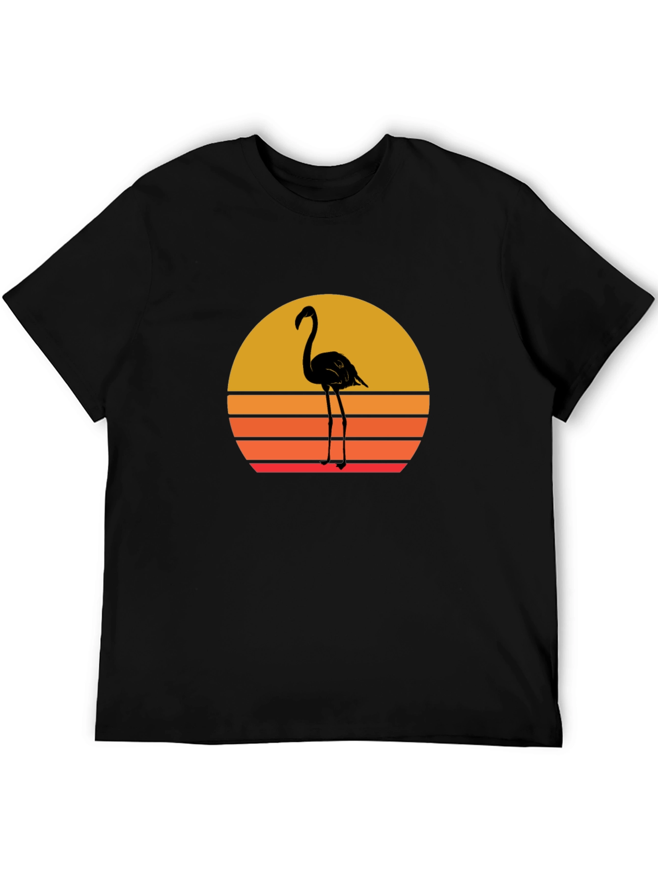 Black Retro Flamingo Sunset T-Shirt - Black view 5