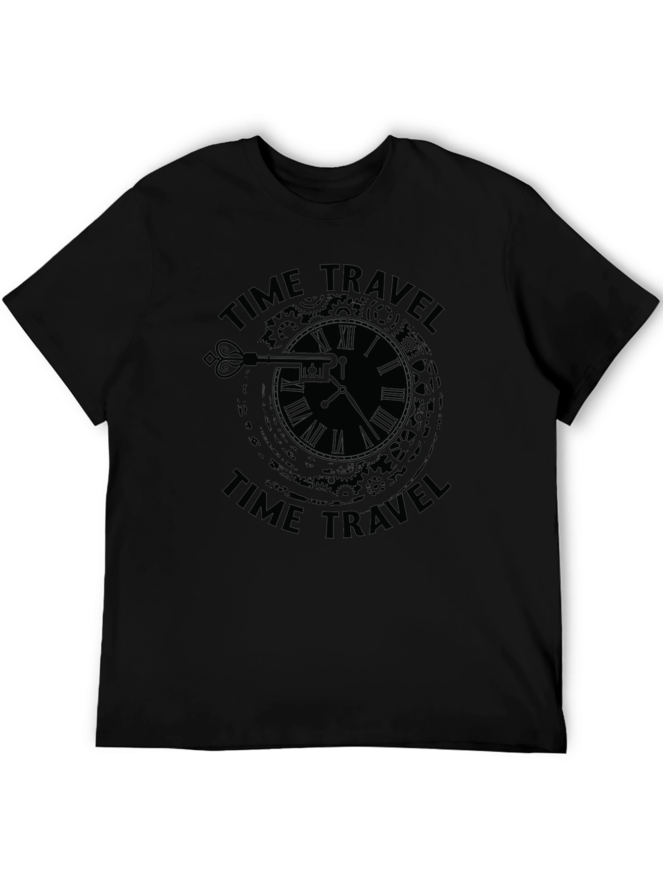 Black Time Travel Clock Graphic T-Shirt - Black view 5