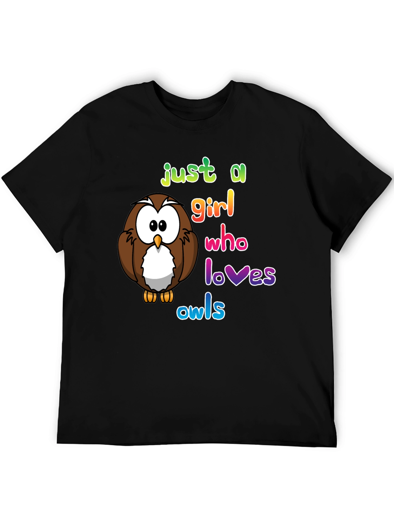 Black Just A Girl Who Loves Owls T-Shirt, Cute Owl Lover Tee view 5