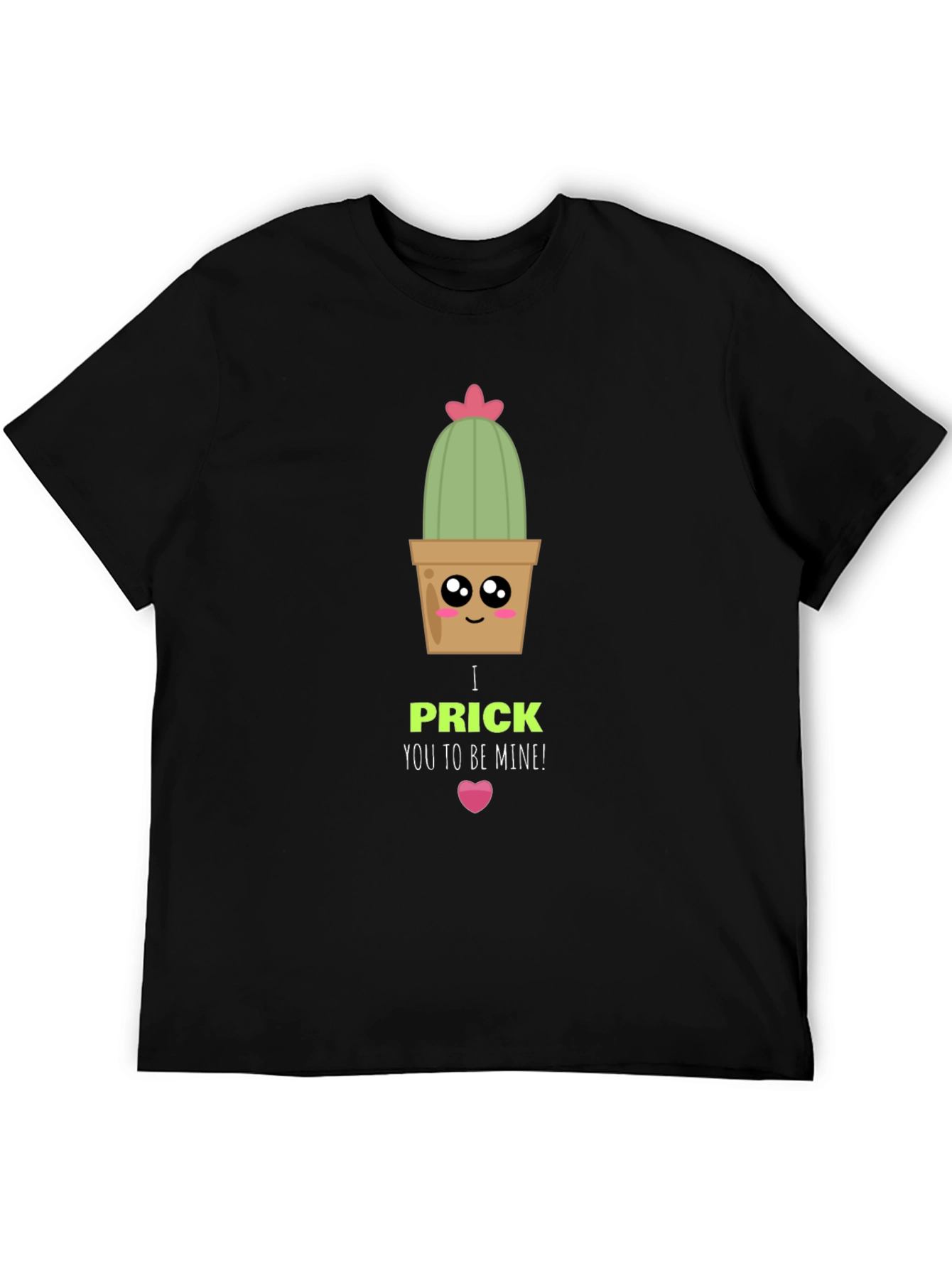 Black Cute Cactus Prick Valentine T-Shirt view 5