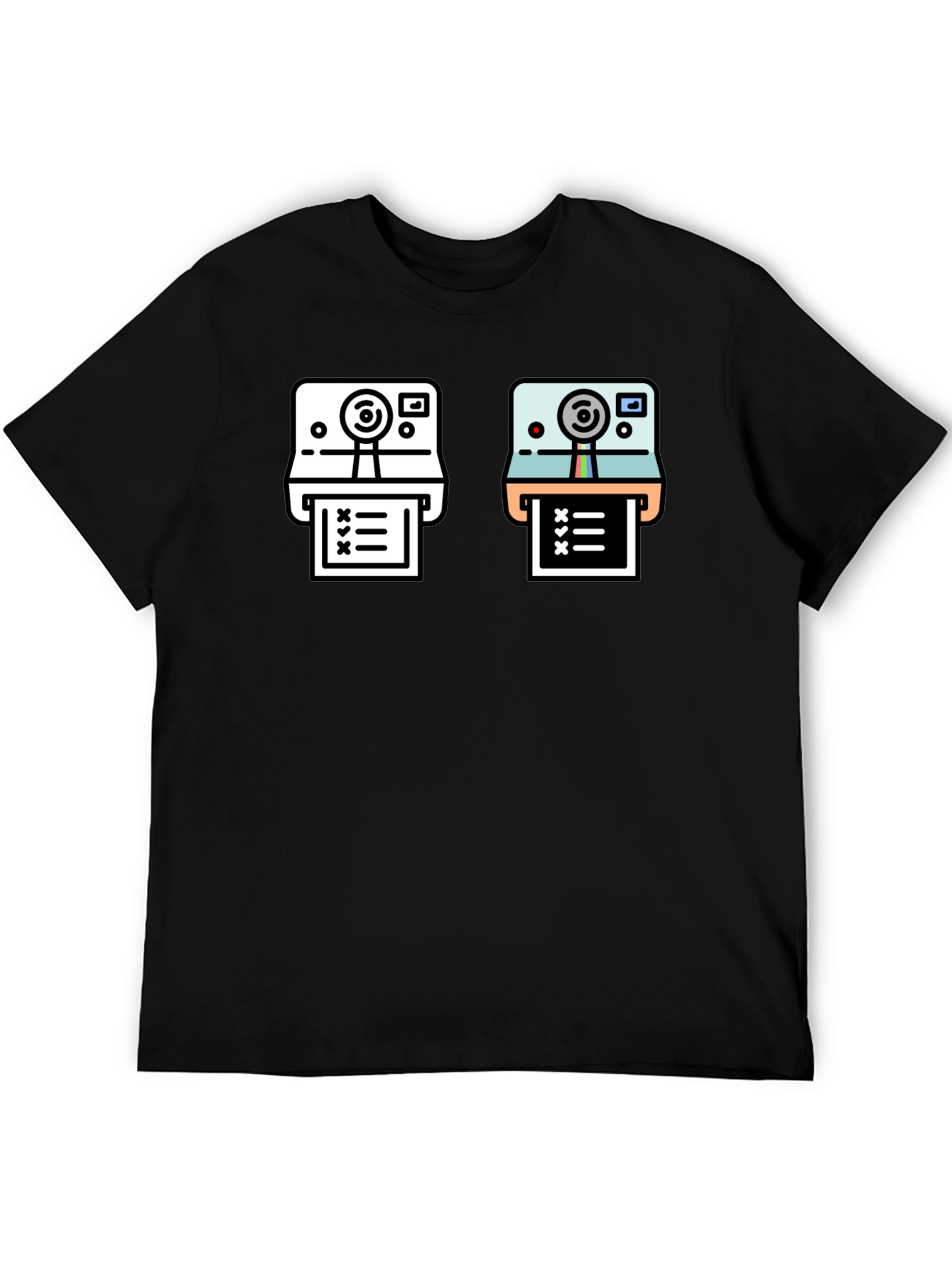 Black Retro Camera Print Black T-Shirt view 5