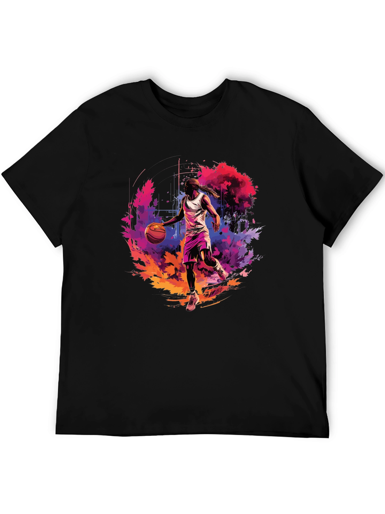 Black Basketball Player Graphic Print T-Shirt view 5