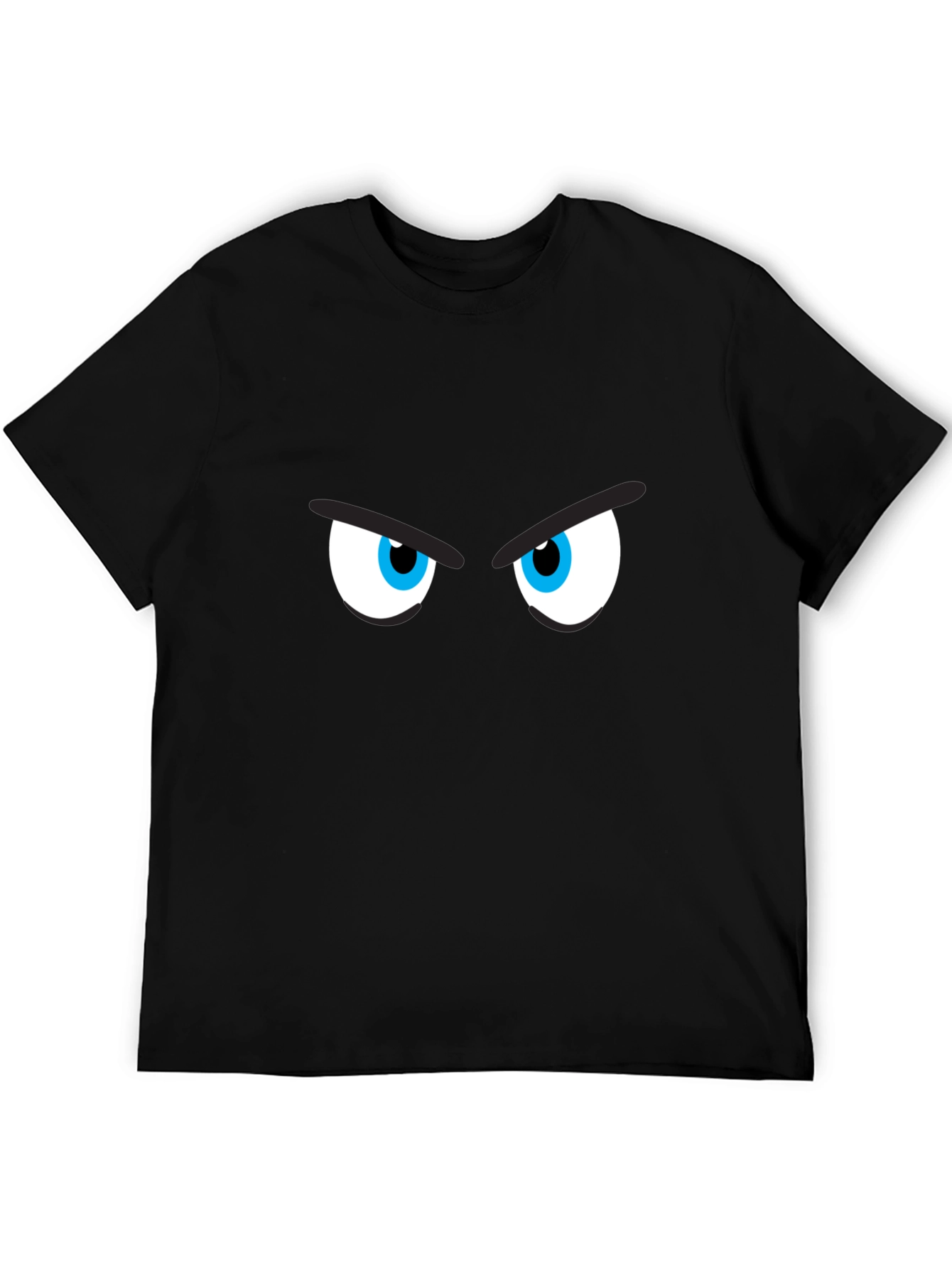 Black Men's Black T-Shirt with Cartoon Eyes view 5