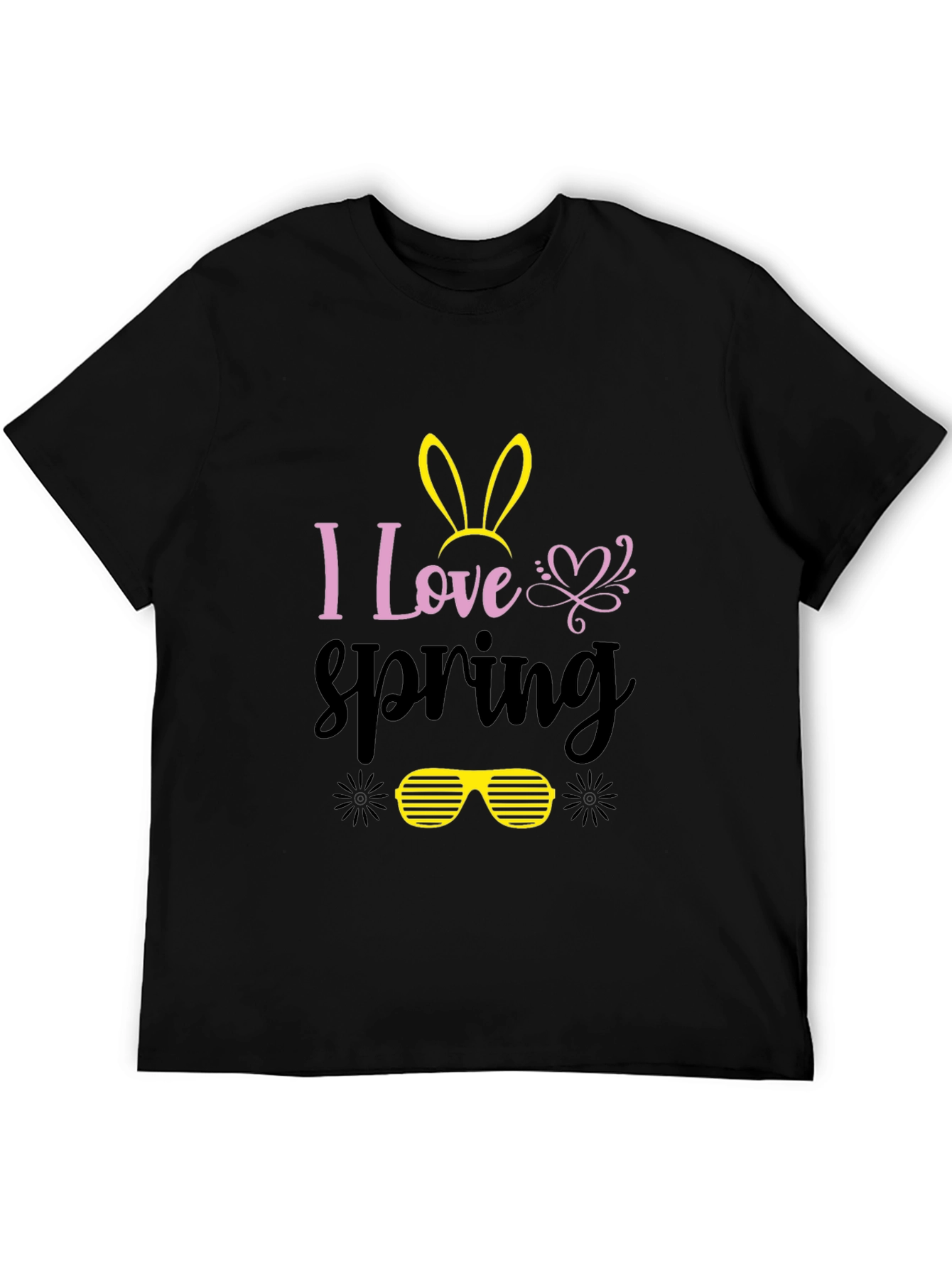 Black I Love Spring Bunny T-Shirt view 5