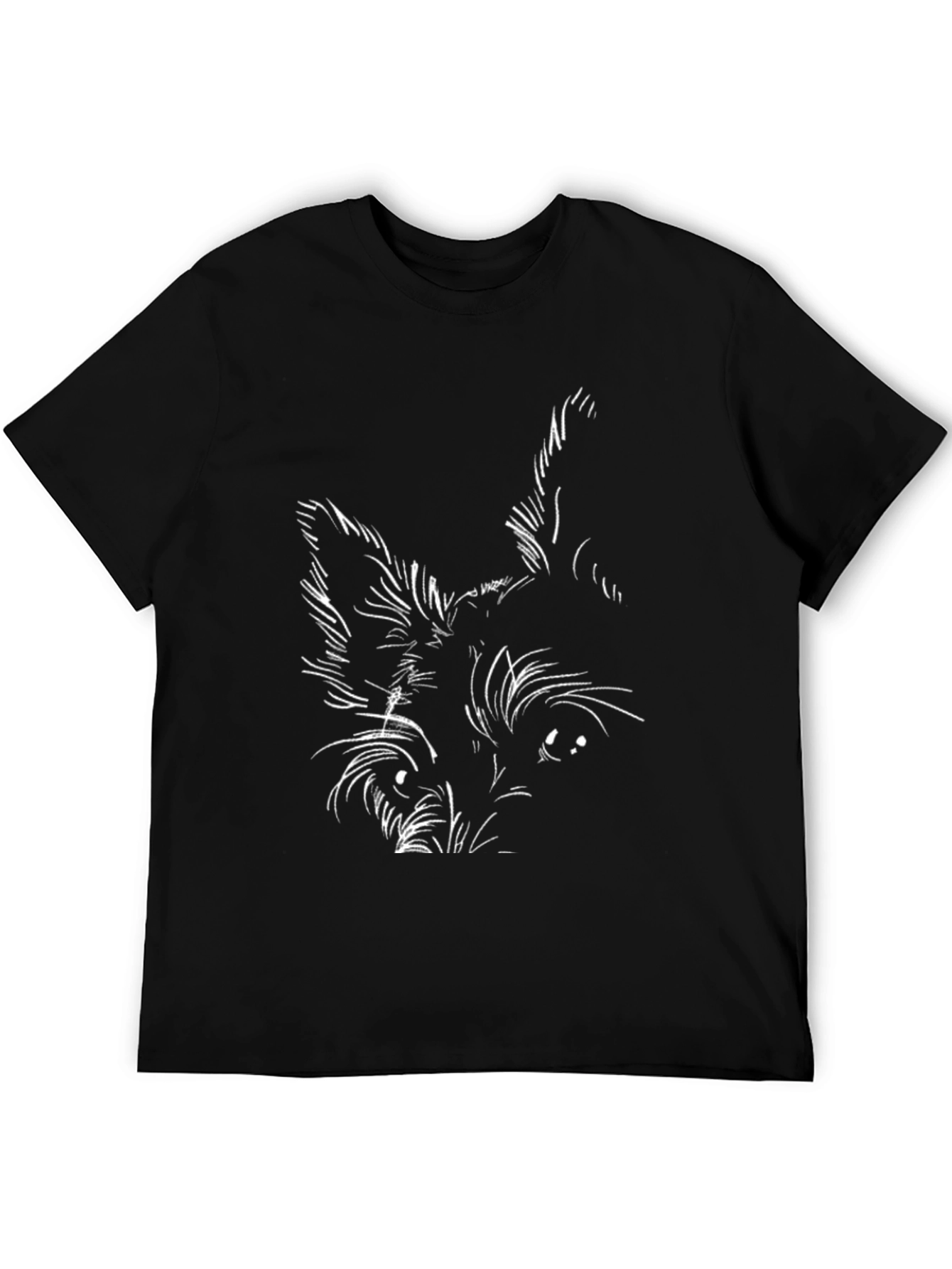 Black Dog Sketch Graphic Tee - Black Cotton T-Shirt view 5