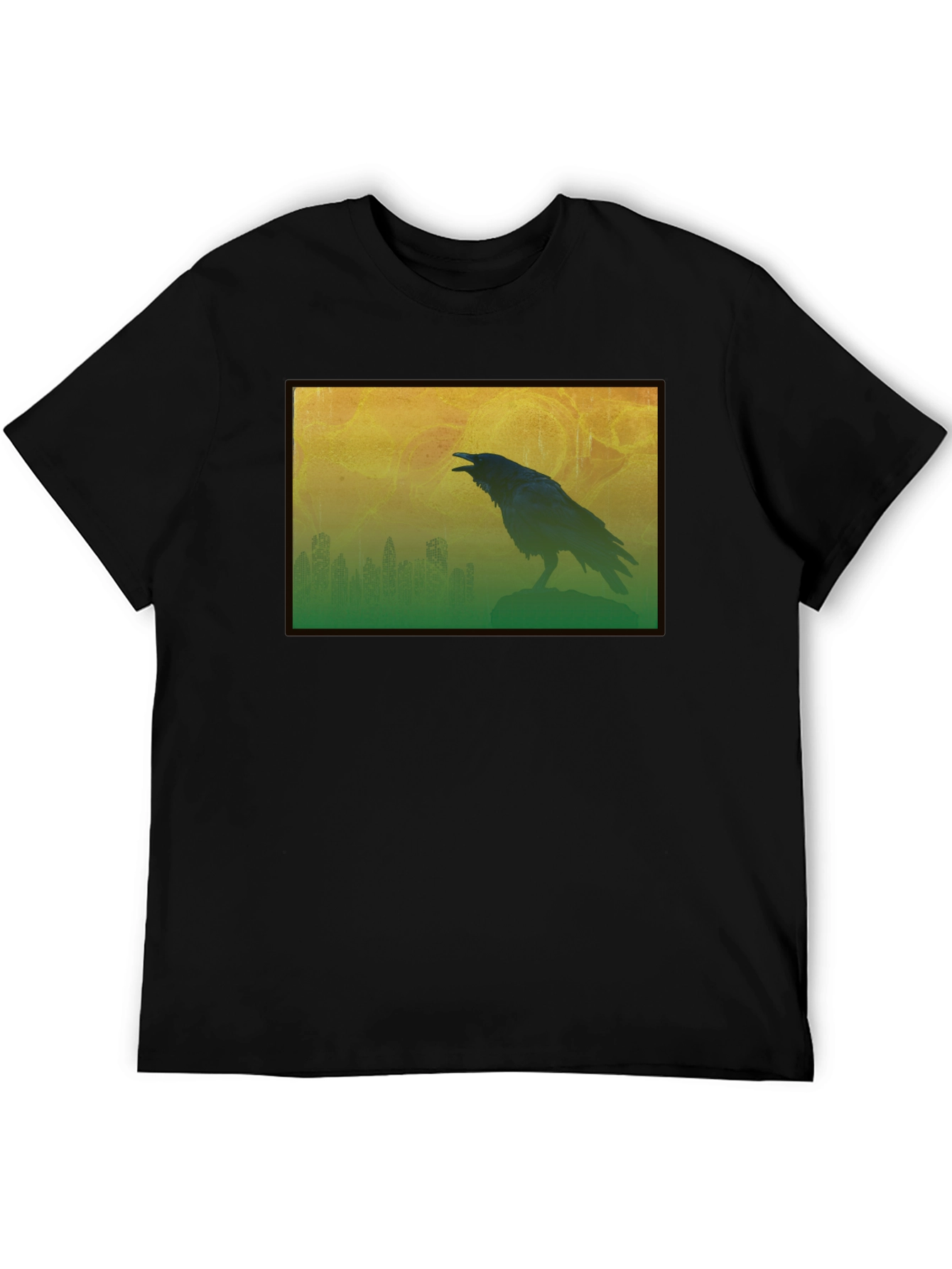 Black Raven Silhouette Graphic Tee - Men's Black T-Shirt view 5