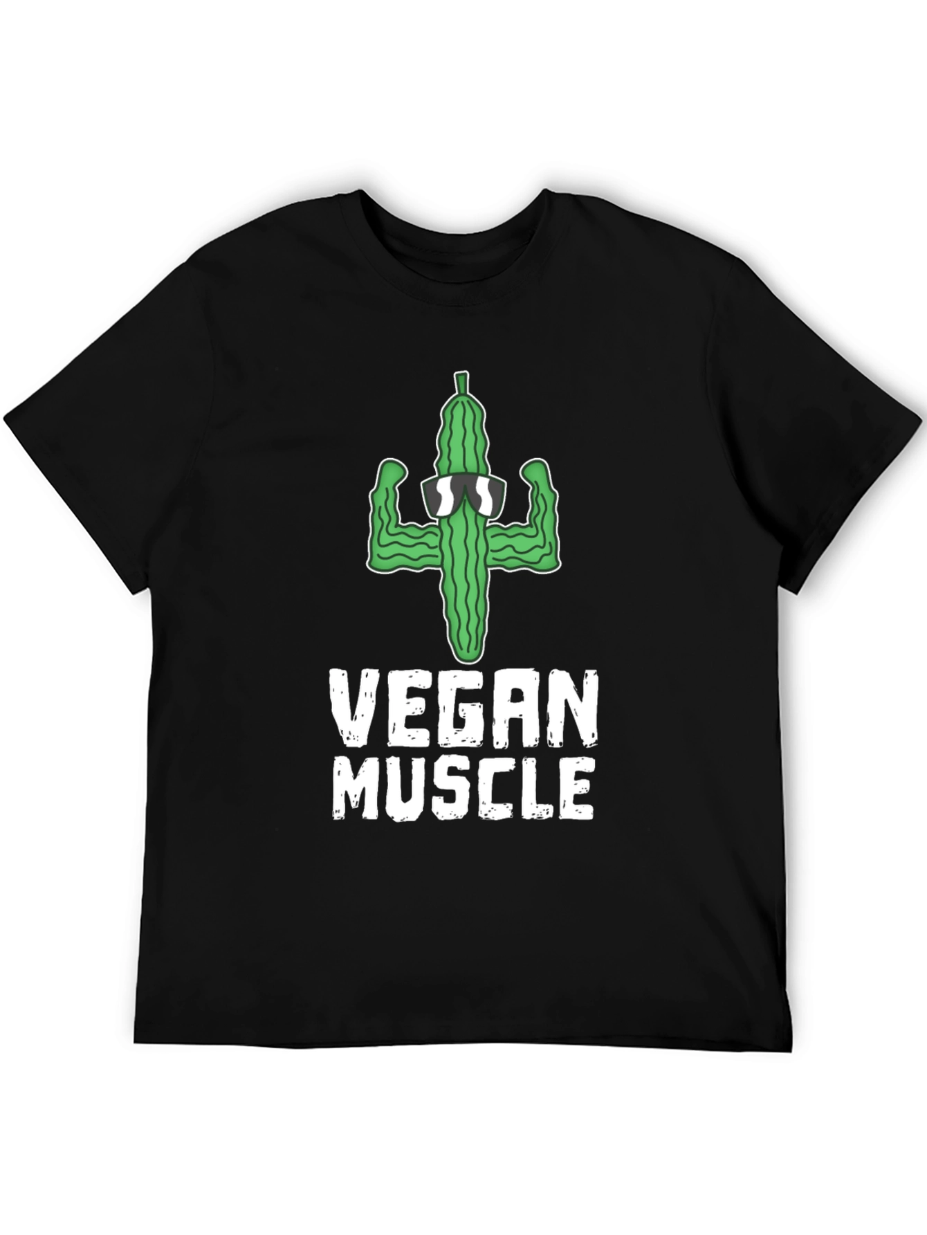 Black Vegan Muscle T-Shirt: Cucumber Gym Humor view 5