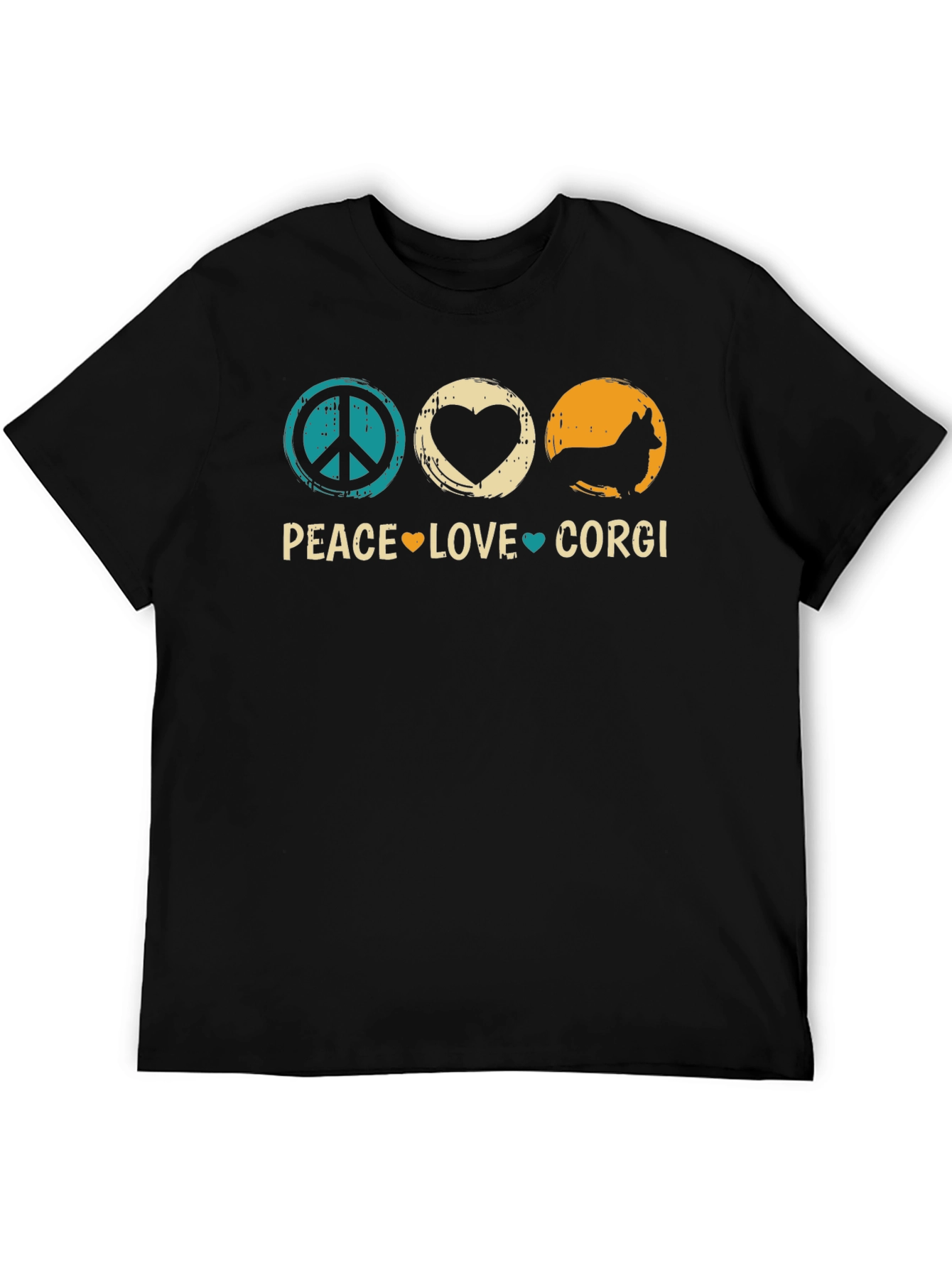 Black Peace Love Corgi T-Shirt - Unisex Cotton Tee view 5