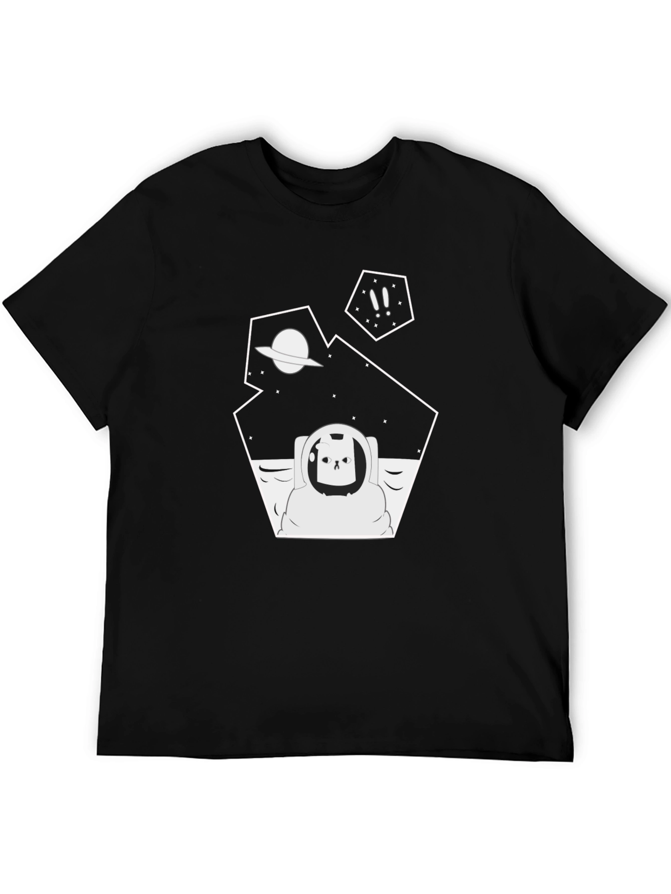 Black Astronaut Cat Graphic Tee - Black Cotton T-Shirt view 5