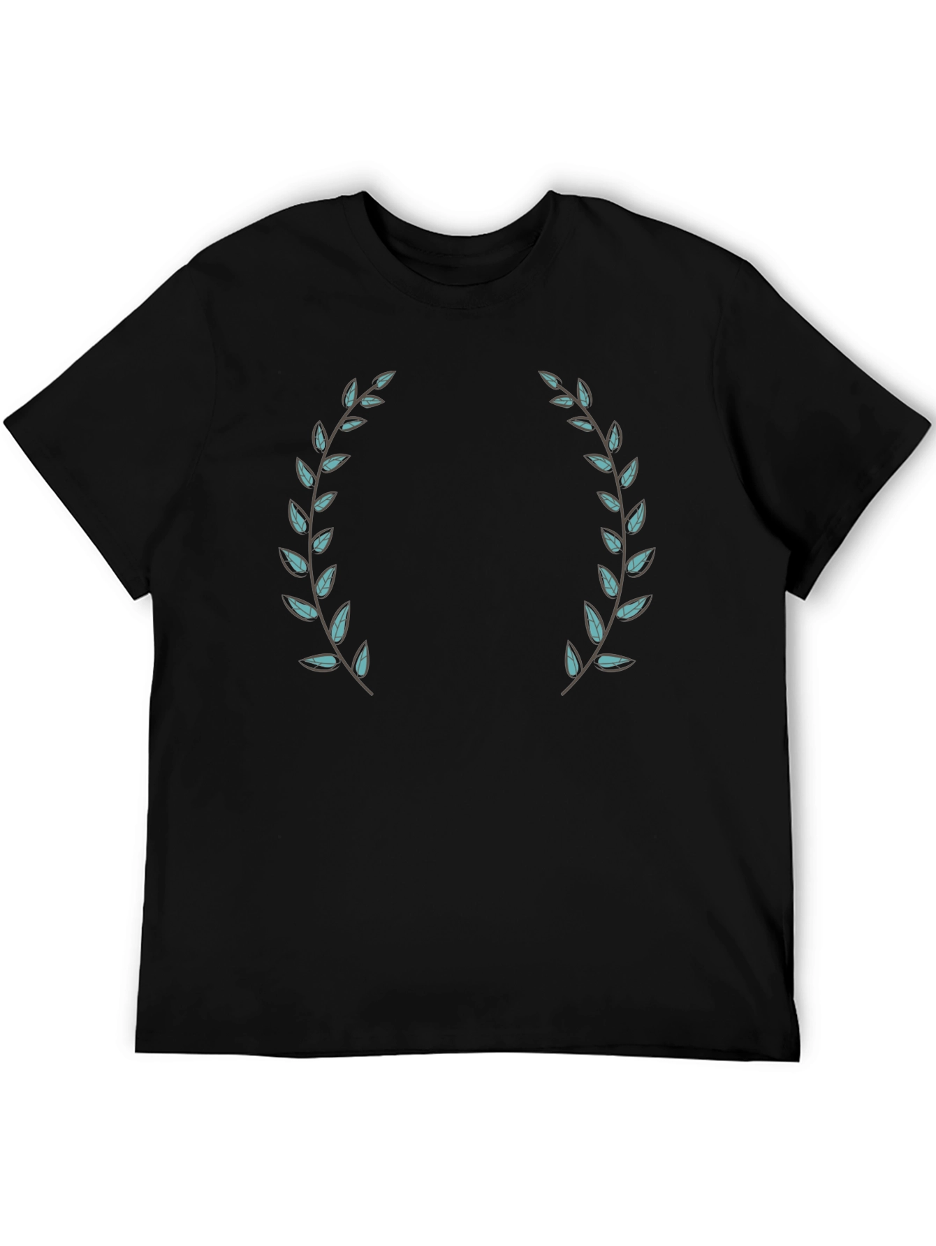 Black Black T-Shirt with Laurel Wreath Design view 5