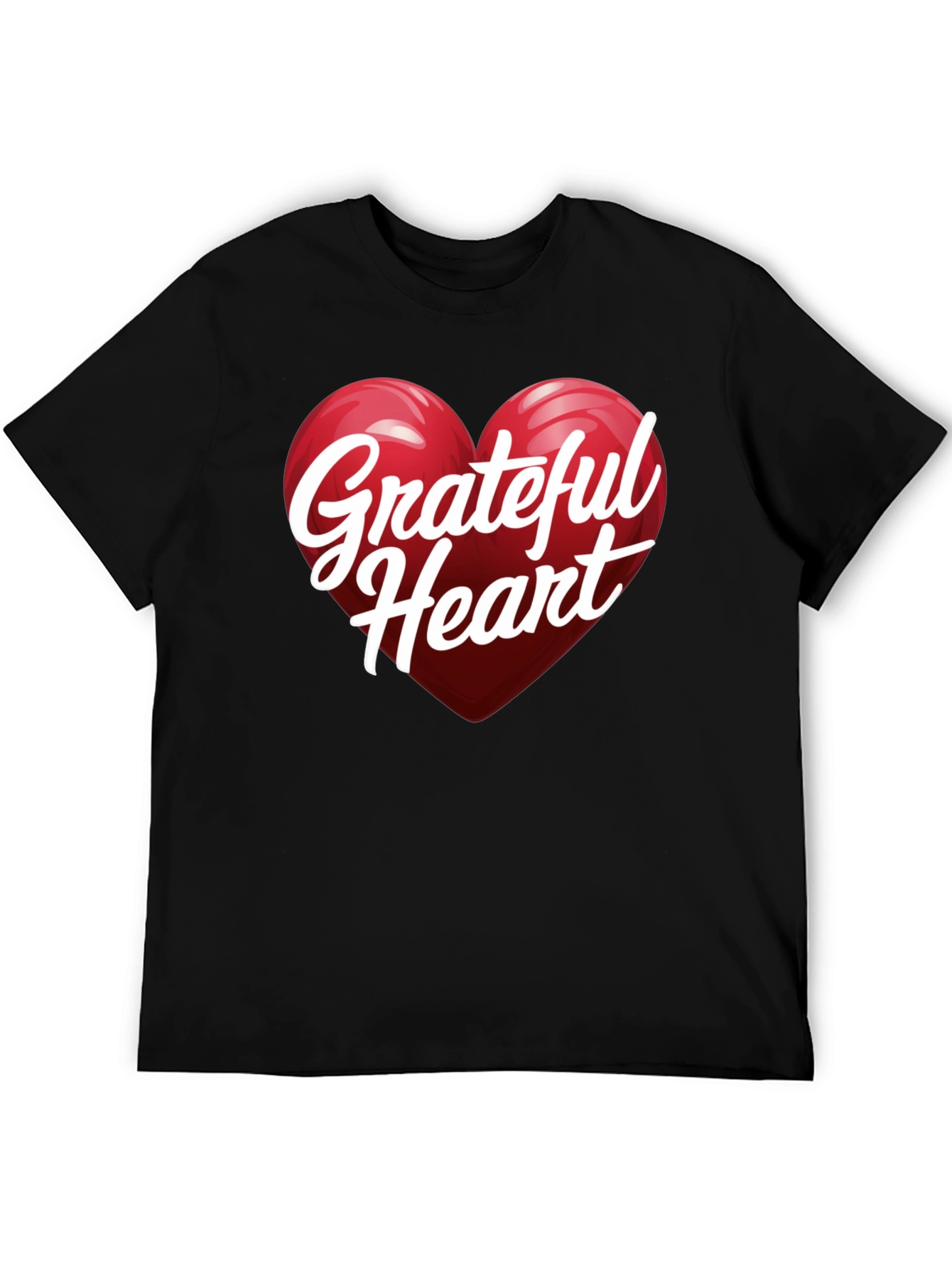 Black Grateful Heart Graphic T-Shirt - Stylish Unisex Top view 5
