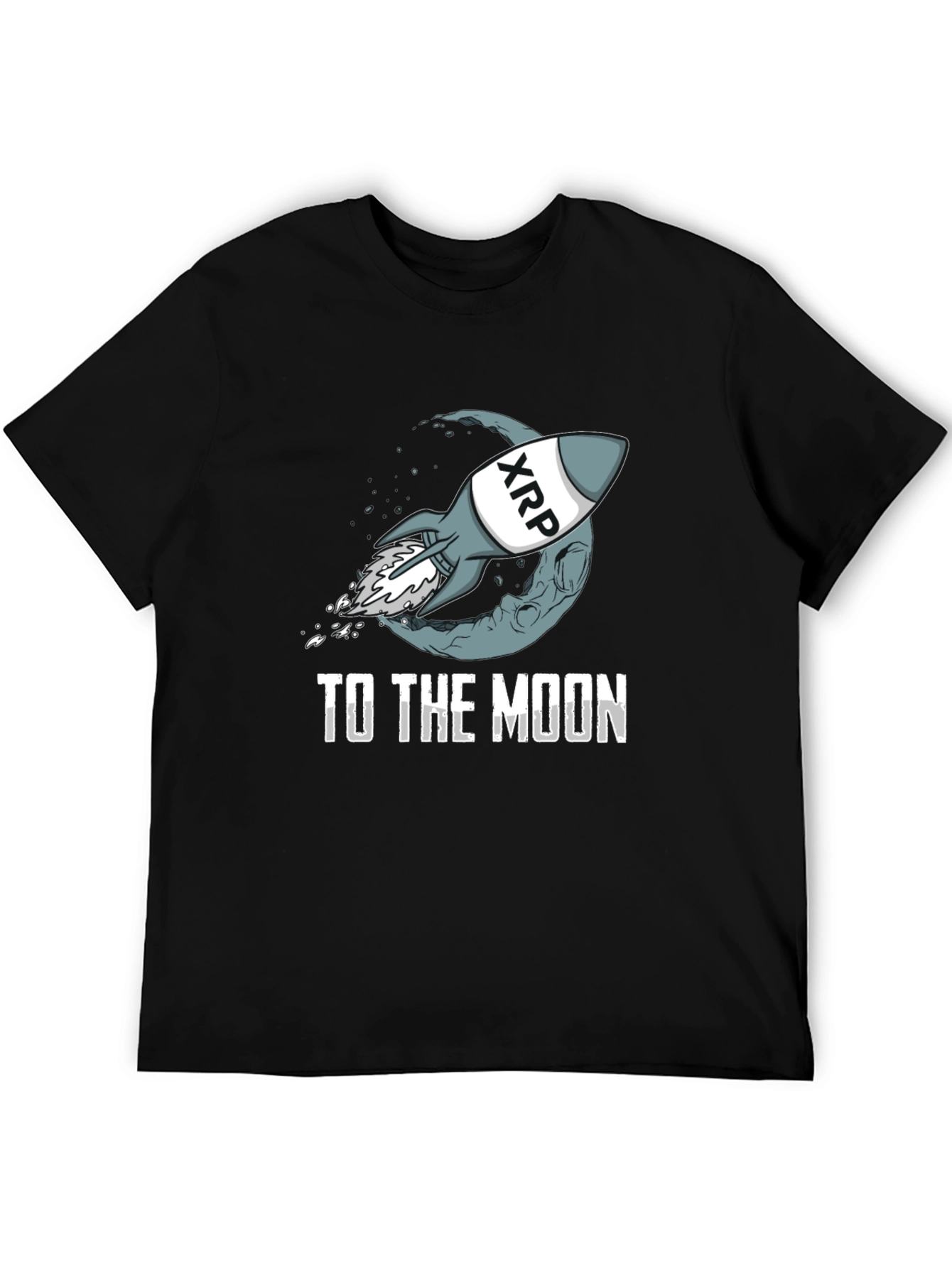 Black XRP Rocket to the Moon Black T-Shirt view 5