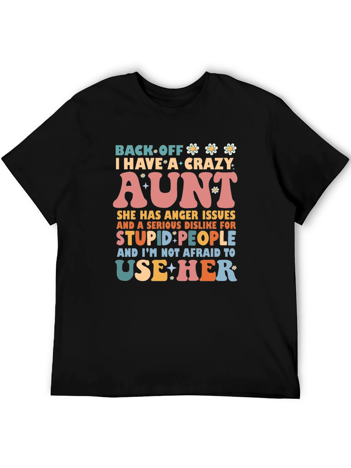 Black Crazy Aunt T-Shirt - Novelty Graphic Tee view 5