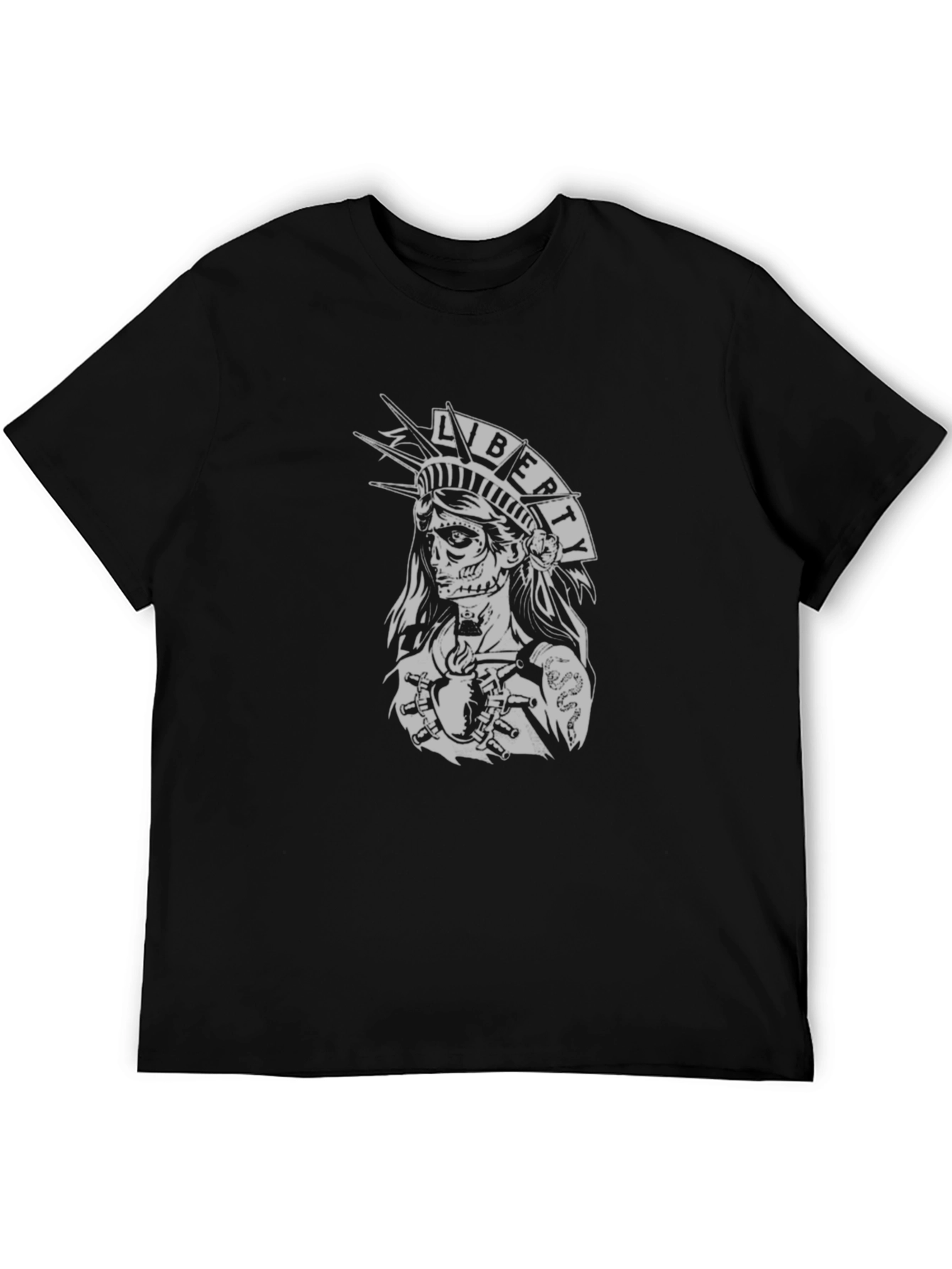 Black Liberty Skull Graphic Tee - Black view 5