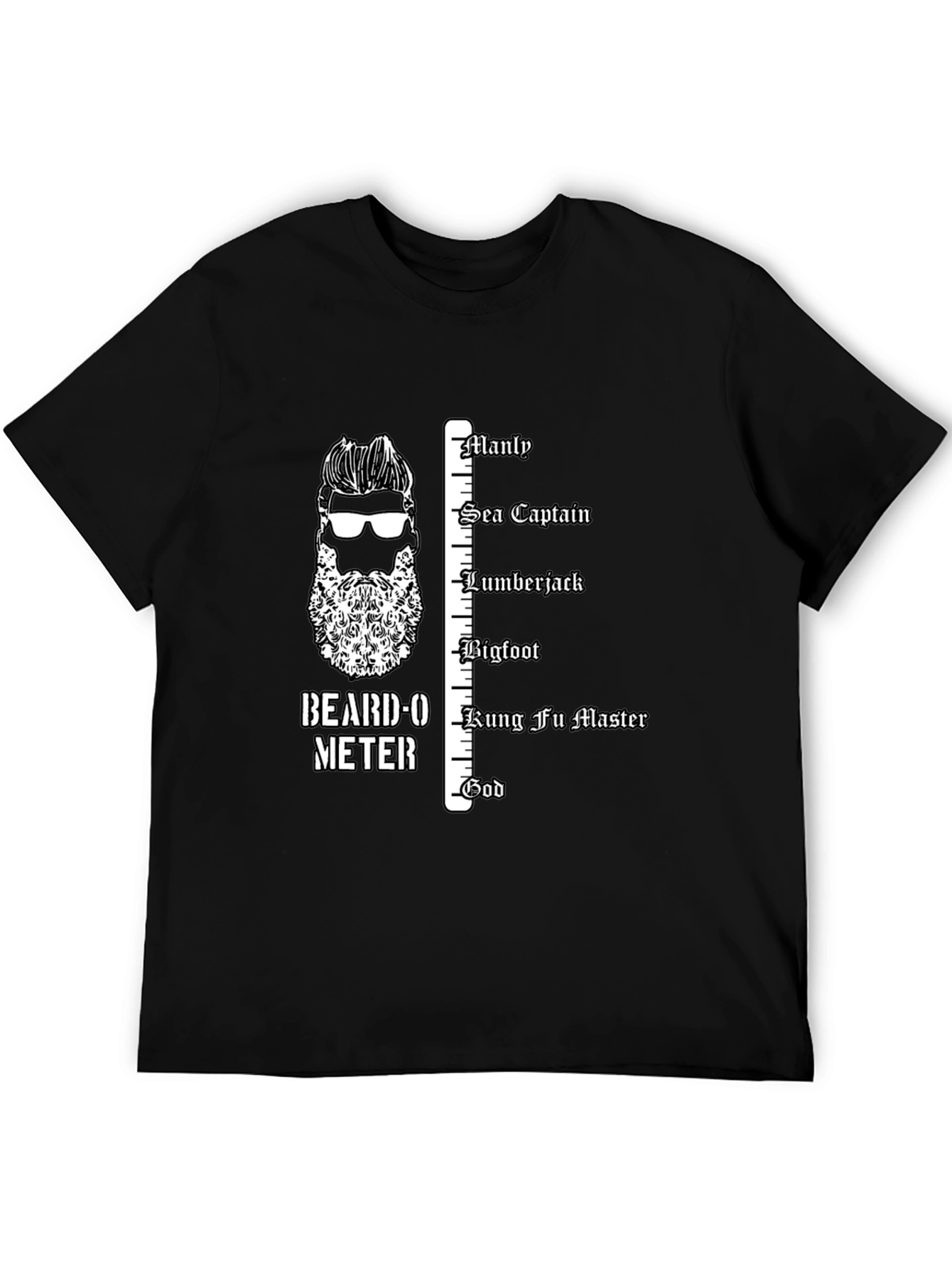 Black Beard-O-Meter Graphic Tee - Manly Humor T-Shirt view 5