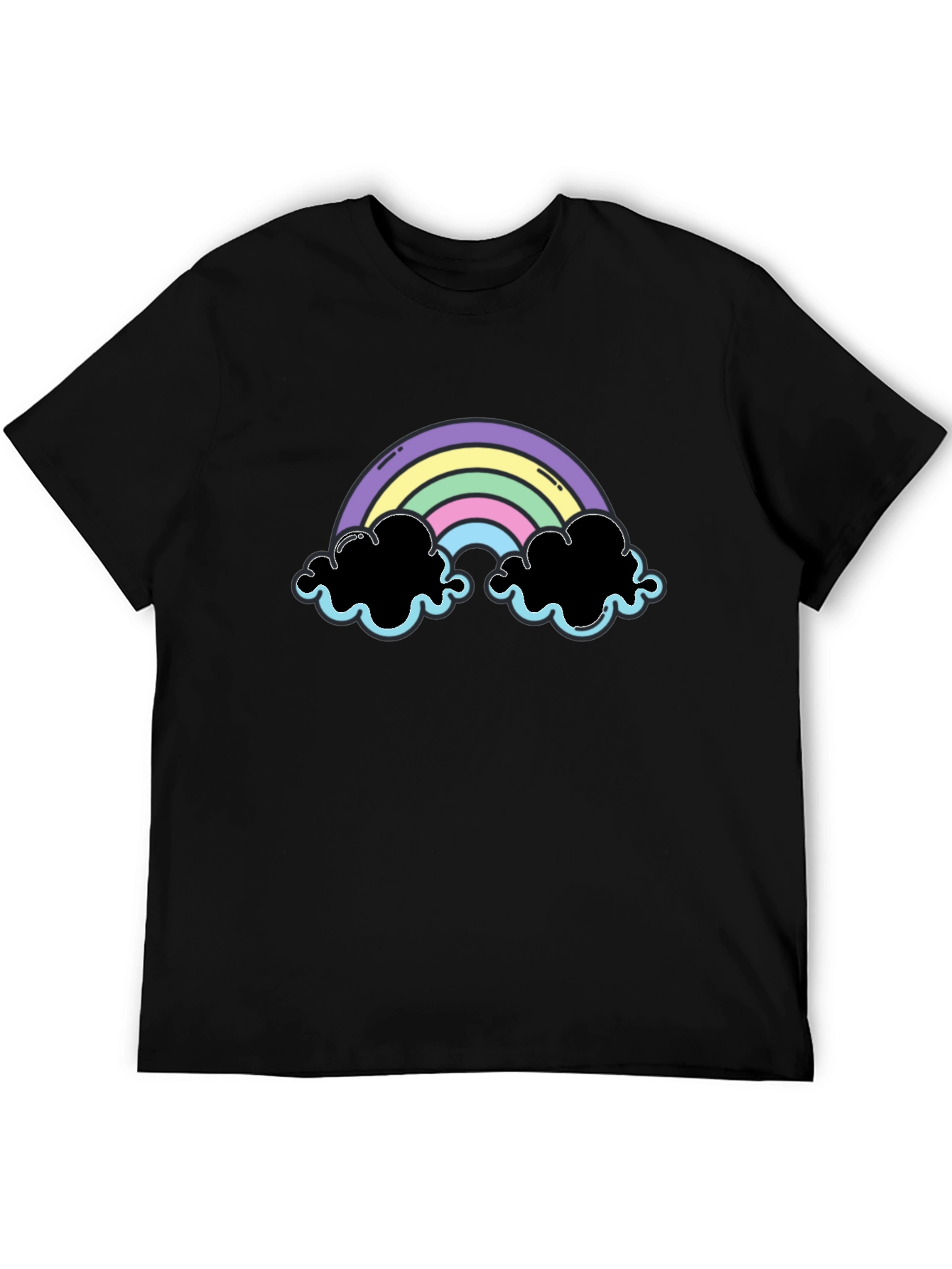 Black Pastel Rainbow Cloud Graphic Tee view 5