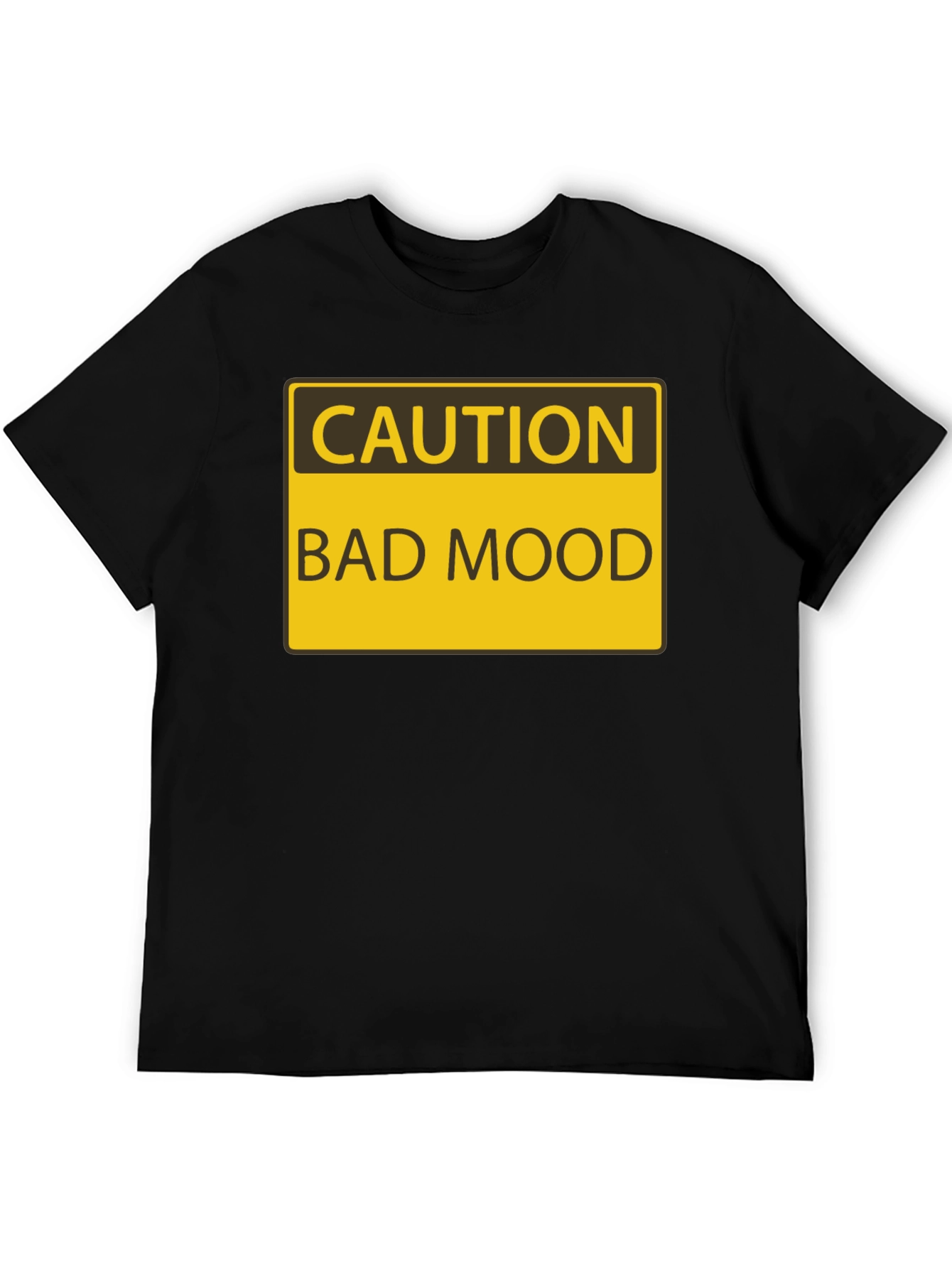 Black Caution Bad Mood Funny Graphic T-Shirt view 5