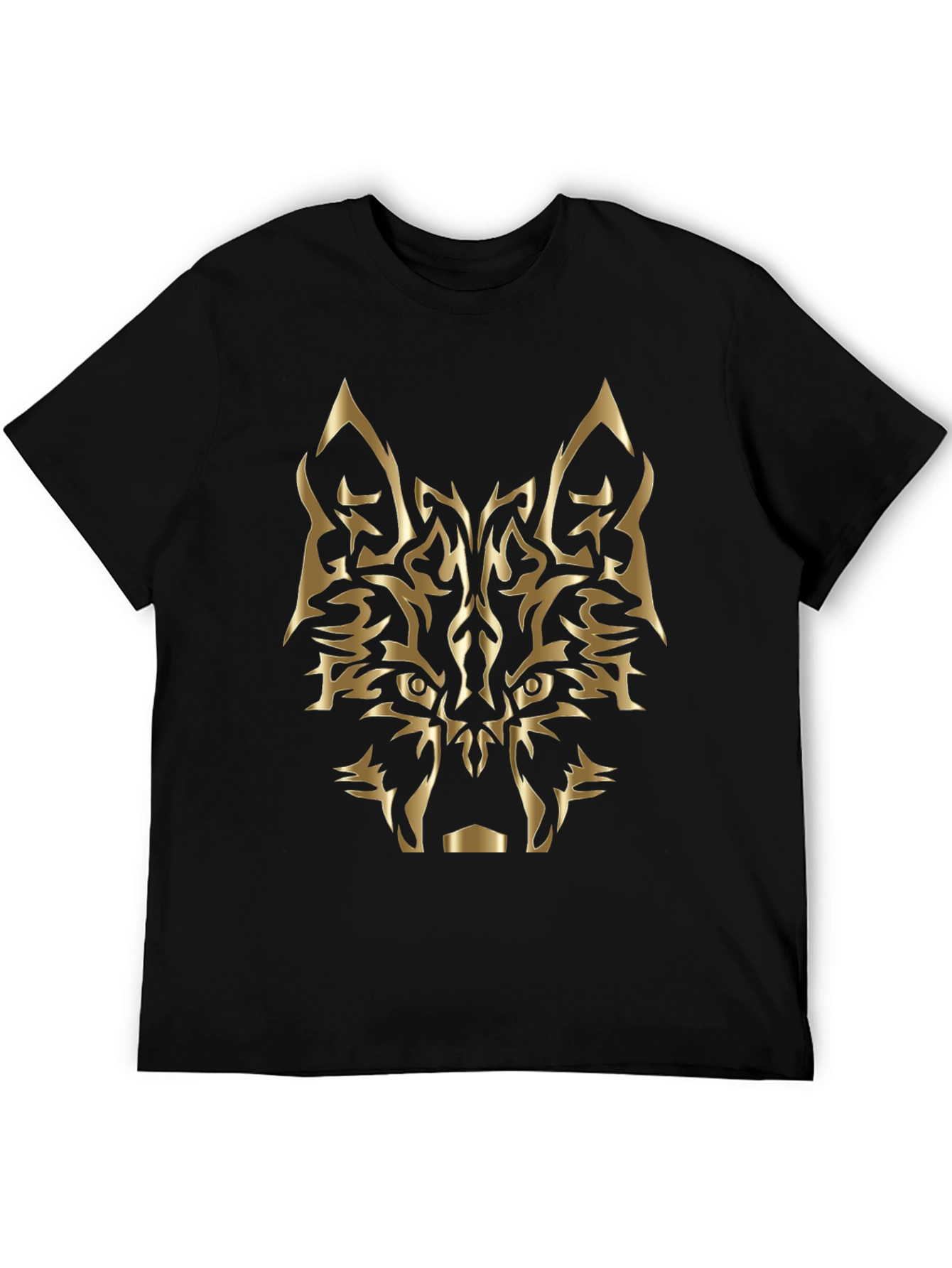 Black Tribal Wolf Graphic Tee - Black view 5