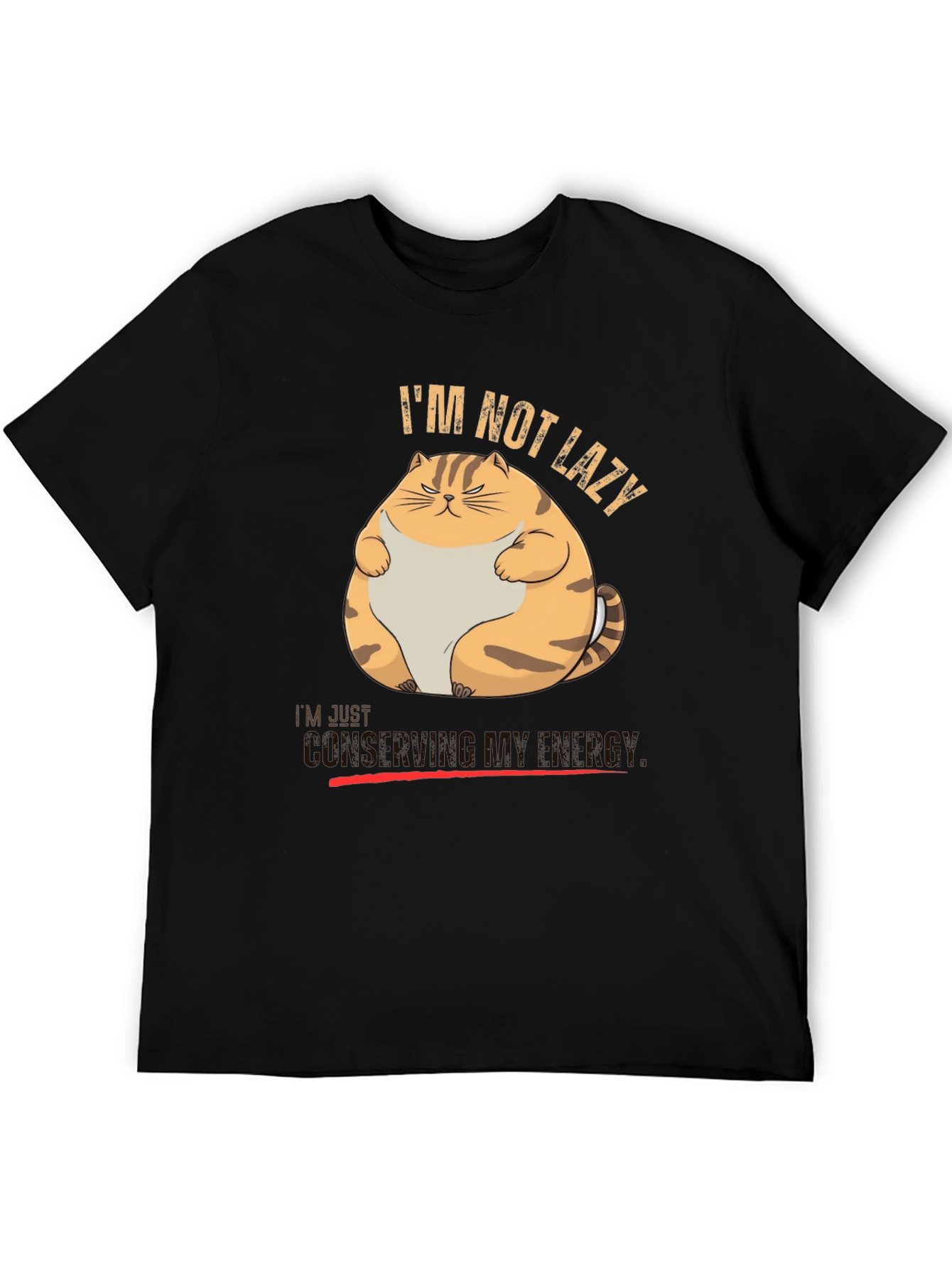 Black I'm Not Lazy Funny Cat T-Shirt view 5