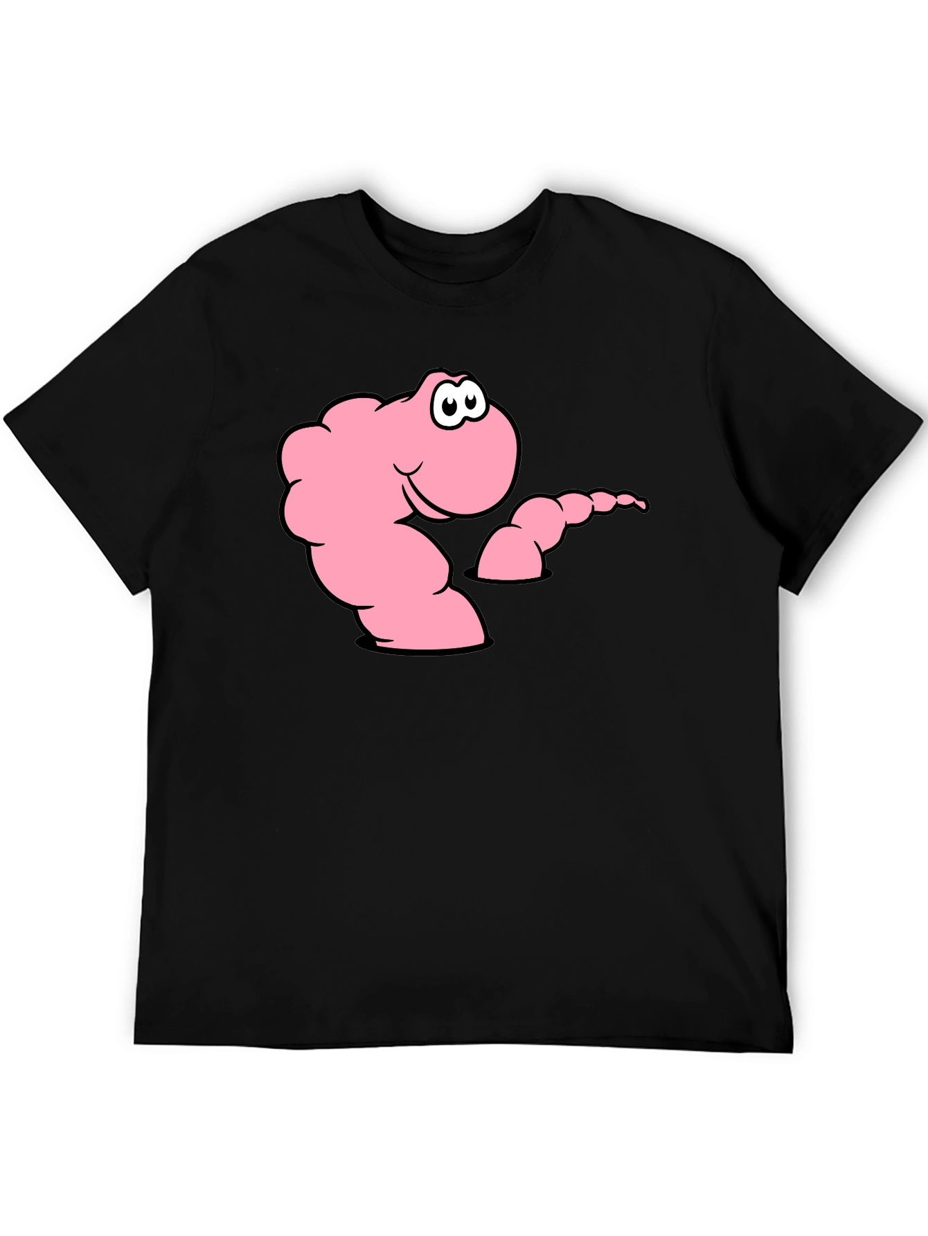 Black Cartoon Worm Black T-Shirt view 5