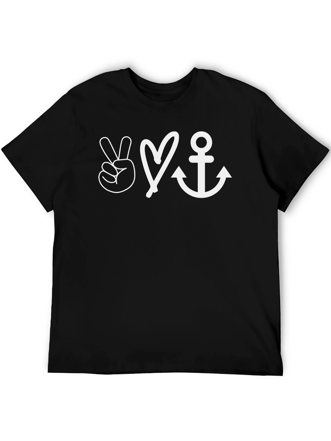 Black Peace Love Anchor Graphic T-Shirt view 5
