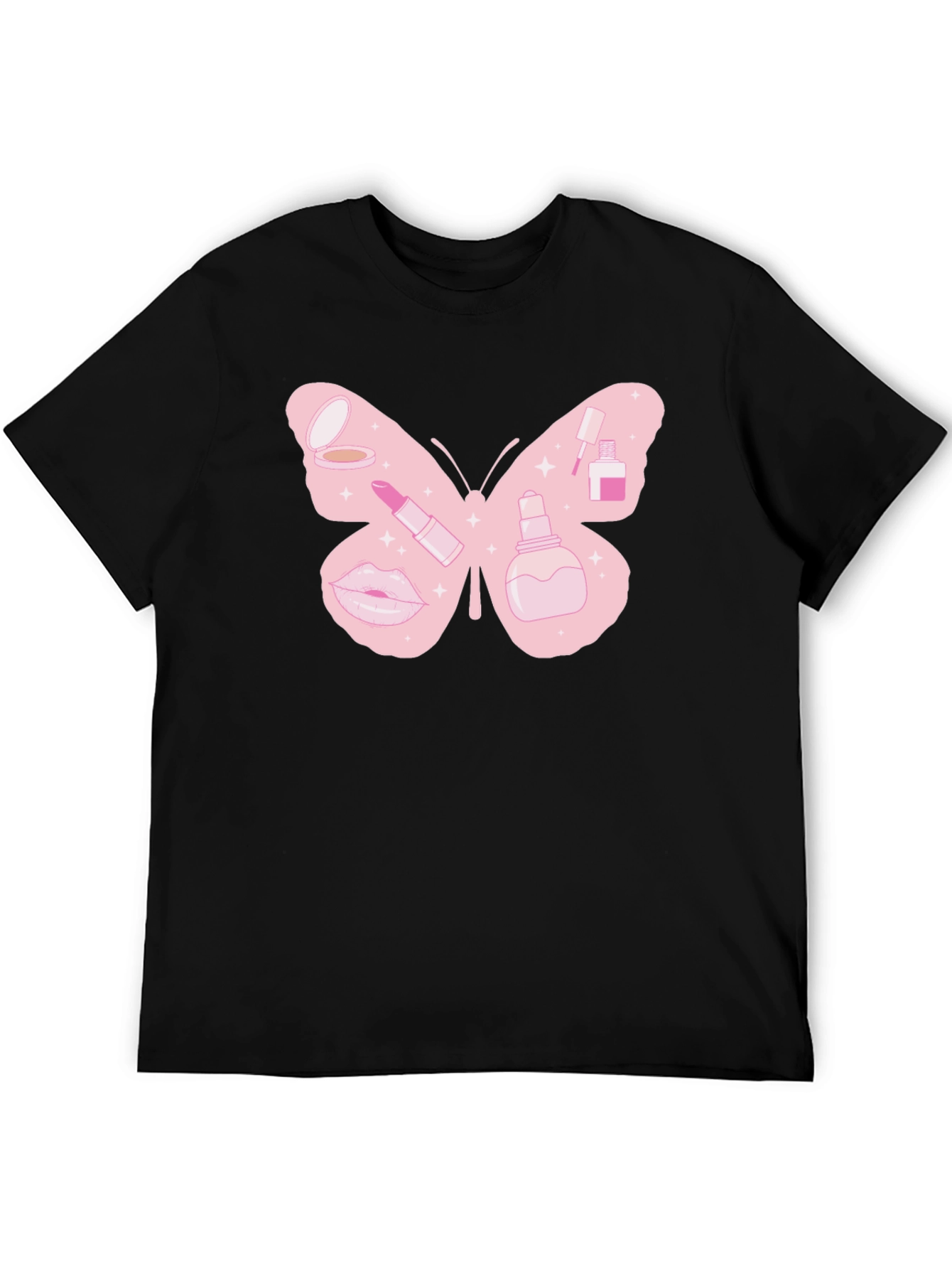 Black Makeup Butterfly Graphic T-Shirt view 5