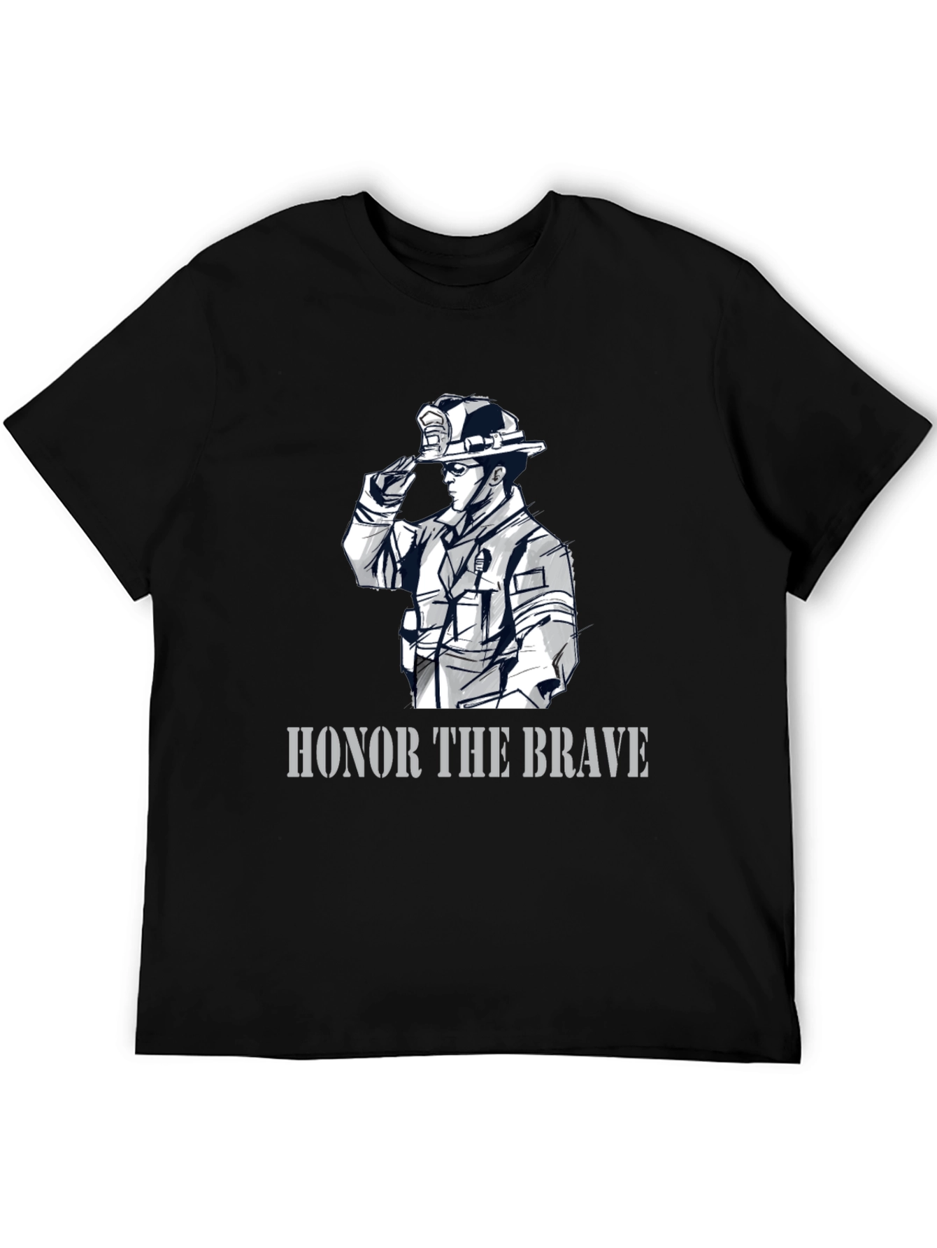 Black Honor The Brave Firefighter Graphic T-Shirt view 5