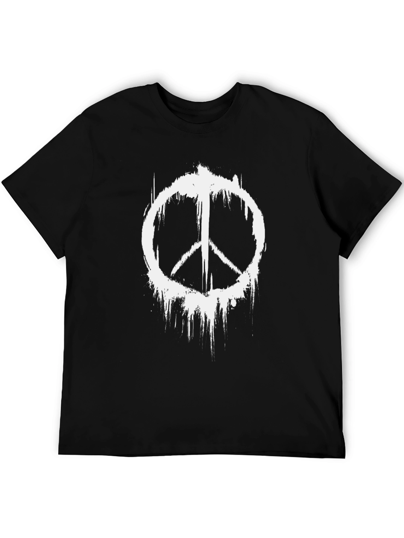 Black Distressed Peace Sign Black Graphic T-Shirt view 5