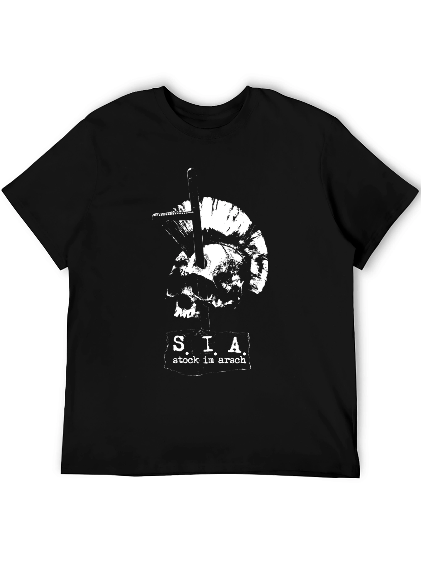Black S.I.A. Punk Skull T-Shirt - Stock im Arsch Black Tee view 5