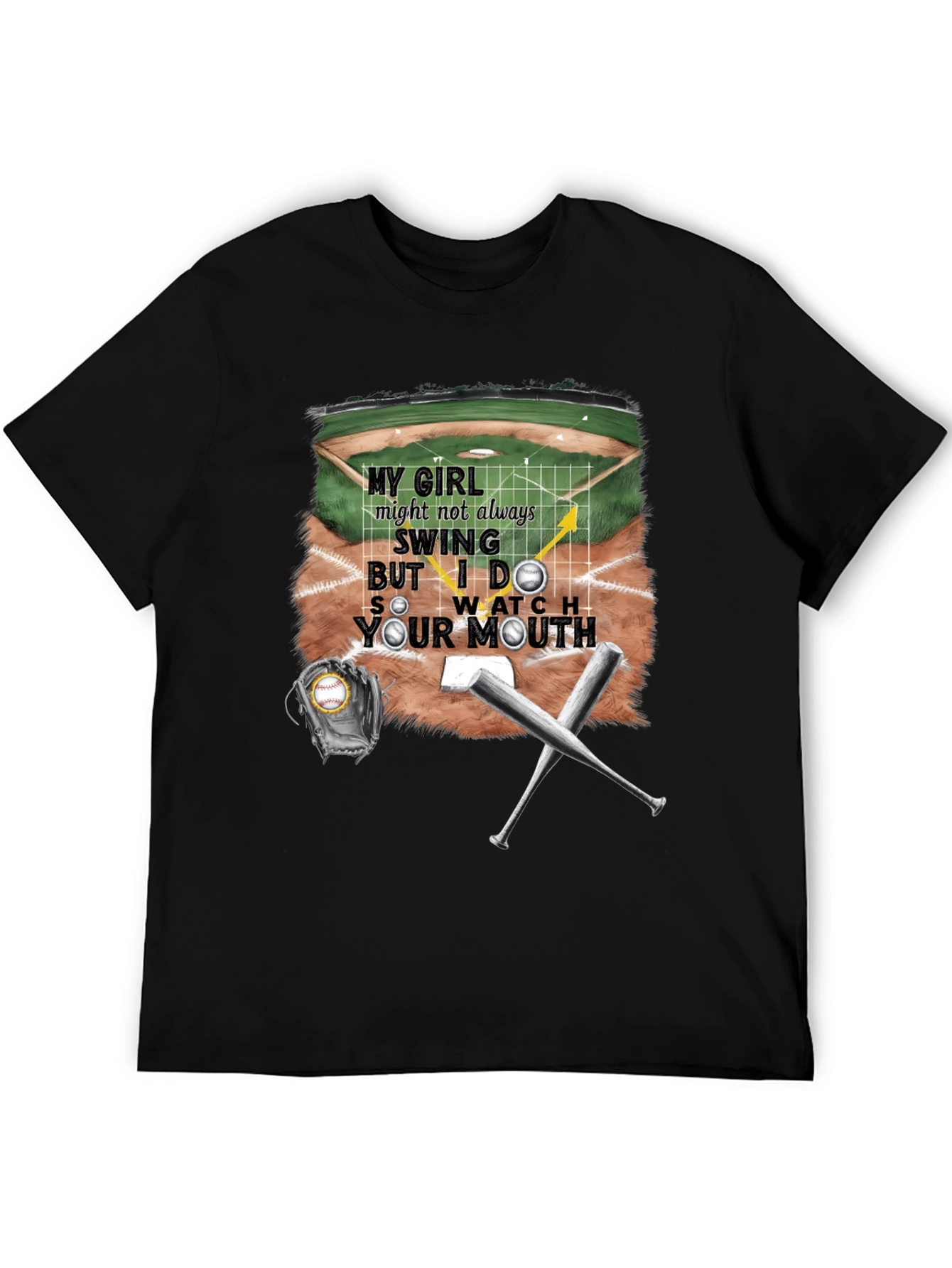 Black My Girl Baseball T-Shirt - Watch Your Mouth! view 5