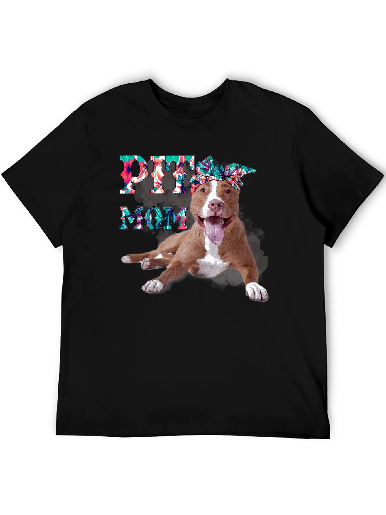 Pitbull Mom T-Shirt - Floral Design - 5
