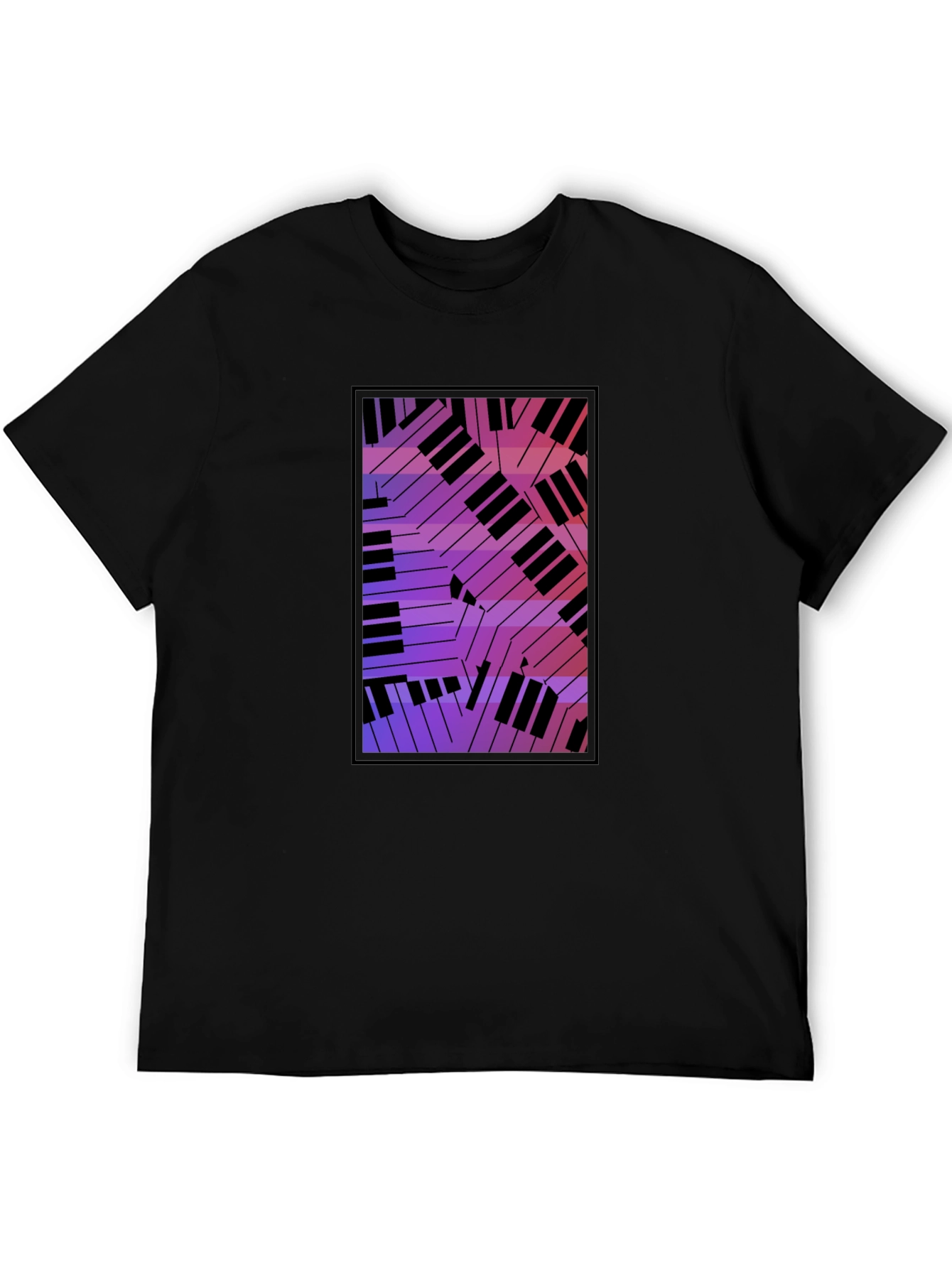 Black Abstract Piano Keys Graphic Black T-Shirt view 5