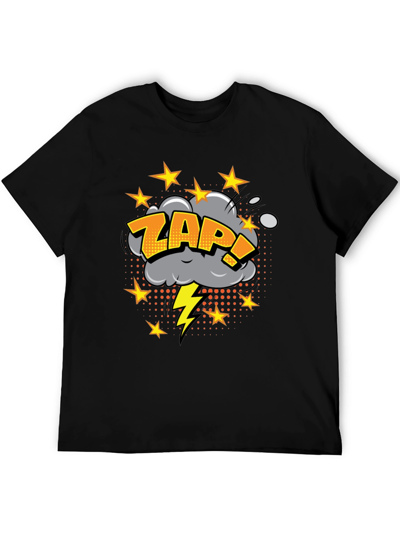 Black Zap! Graphic Print Black T-Shirt view 5