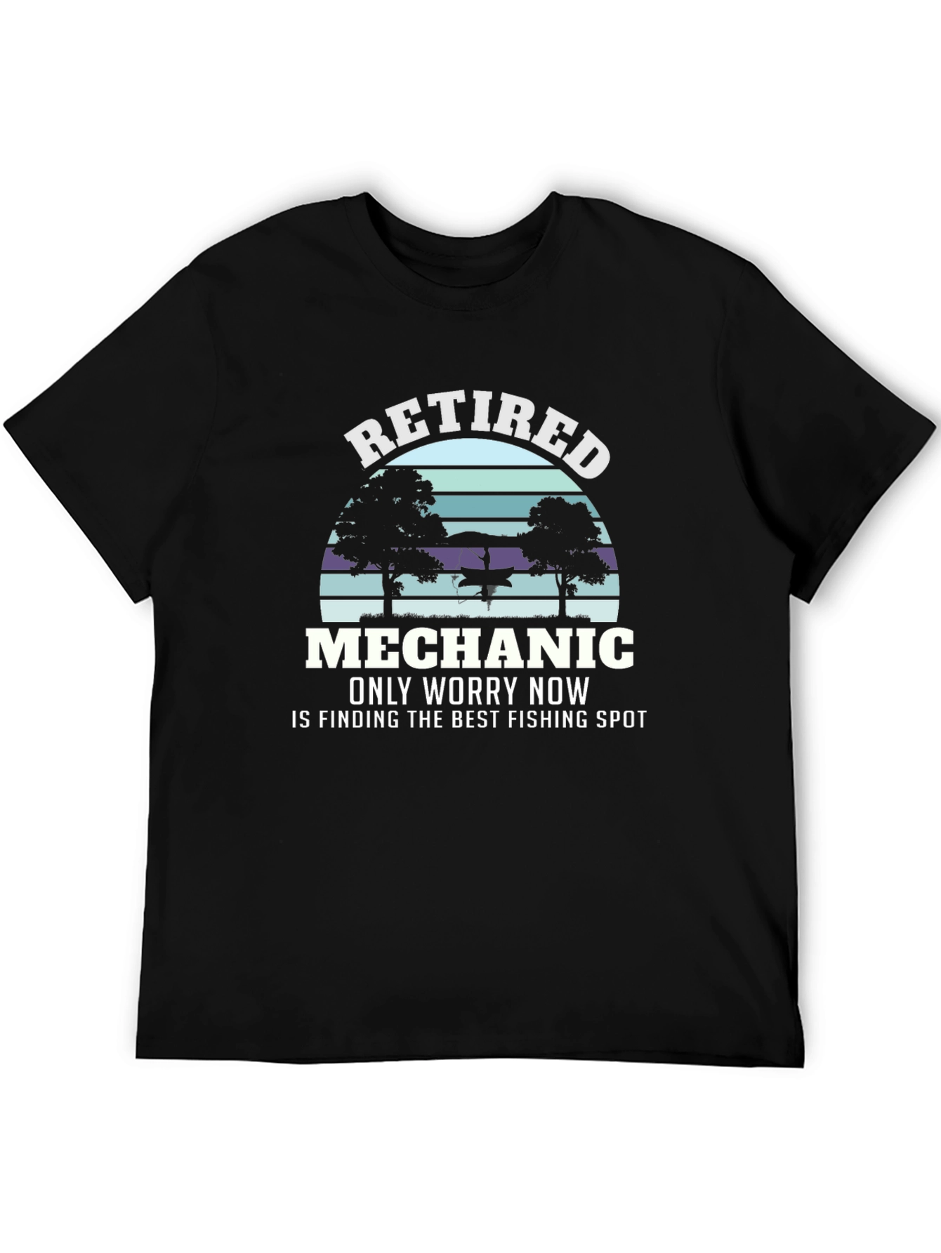 Black Retired Mechanic Fishing T-Shirt - Funny Retirement Gift view 5