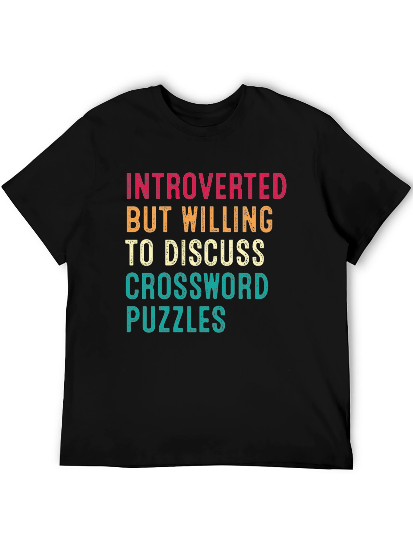 Black Introverted Crossword Puzzles Graphic Tee view 5