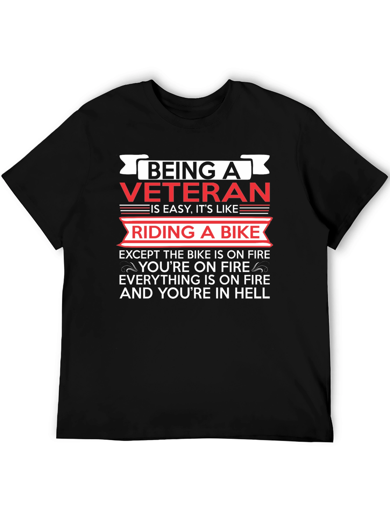 Black Veteran Biker Humor T-Shirt - Riding in Hell view 5