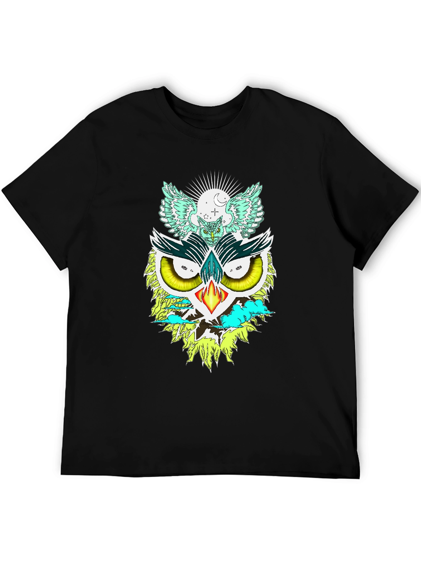 Black Unique Owl Graphic Print Tee view 5