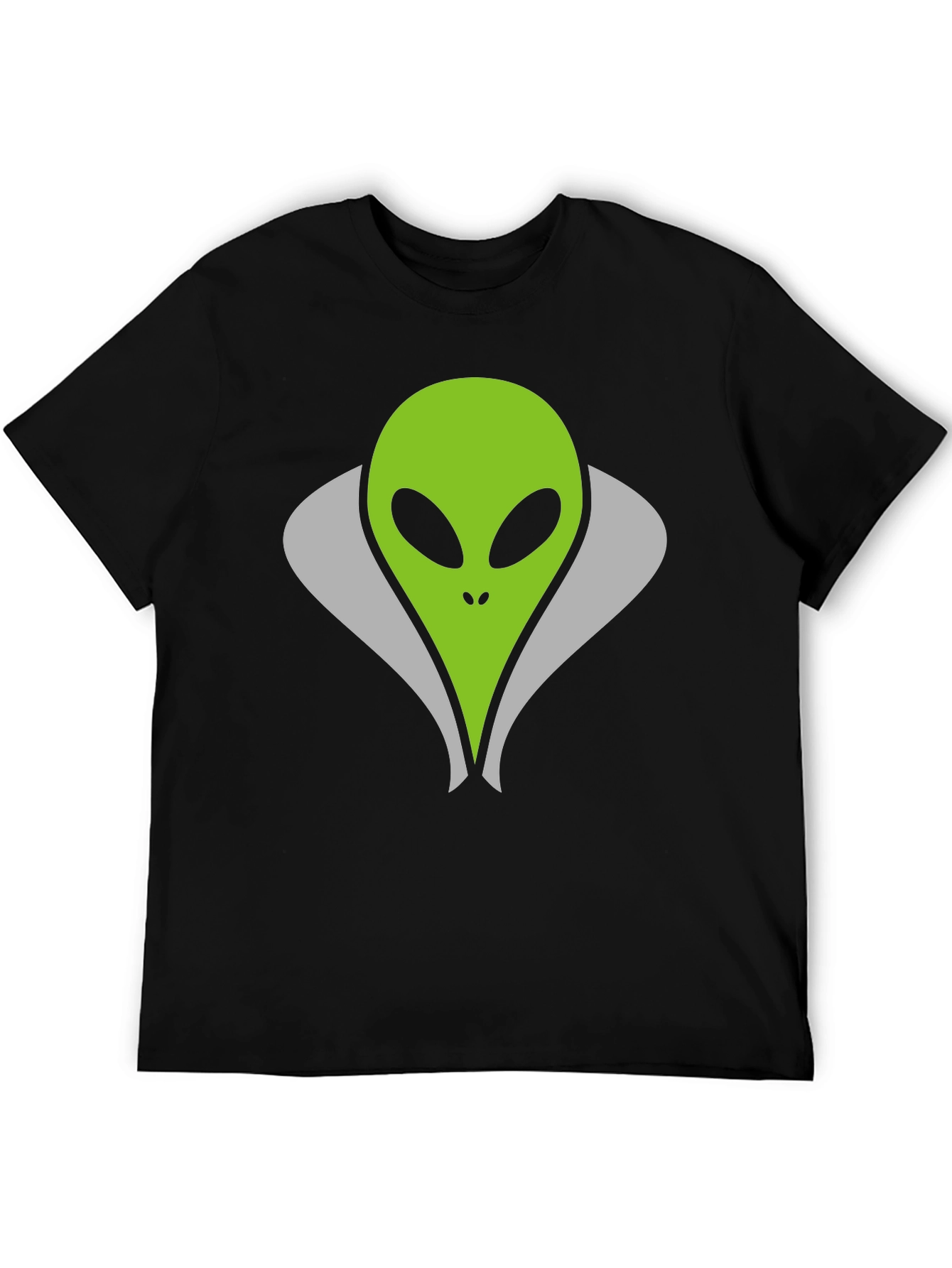 Black Alien Head Graphic Tee - Black Cotton T-Shirt view 5