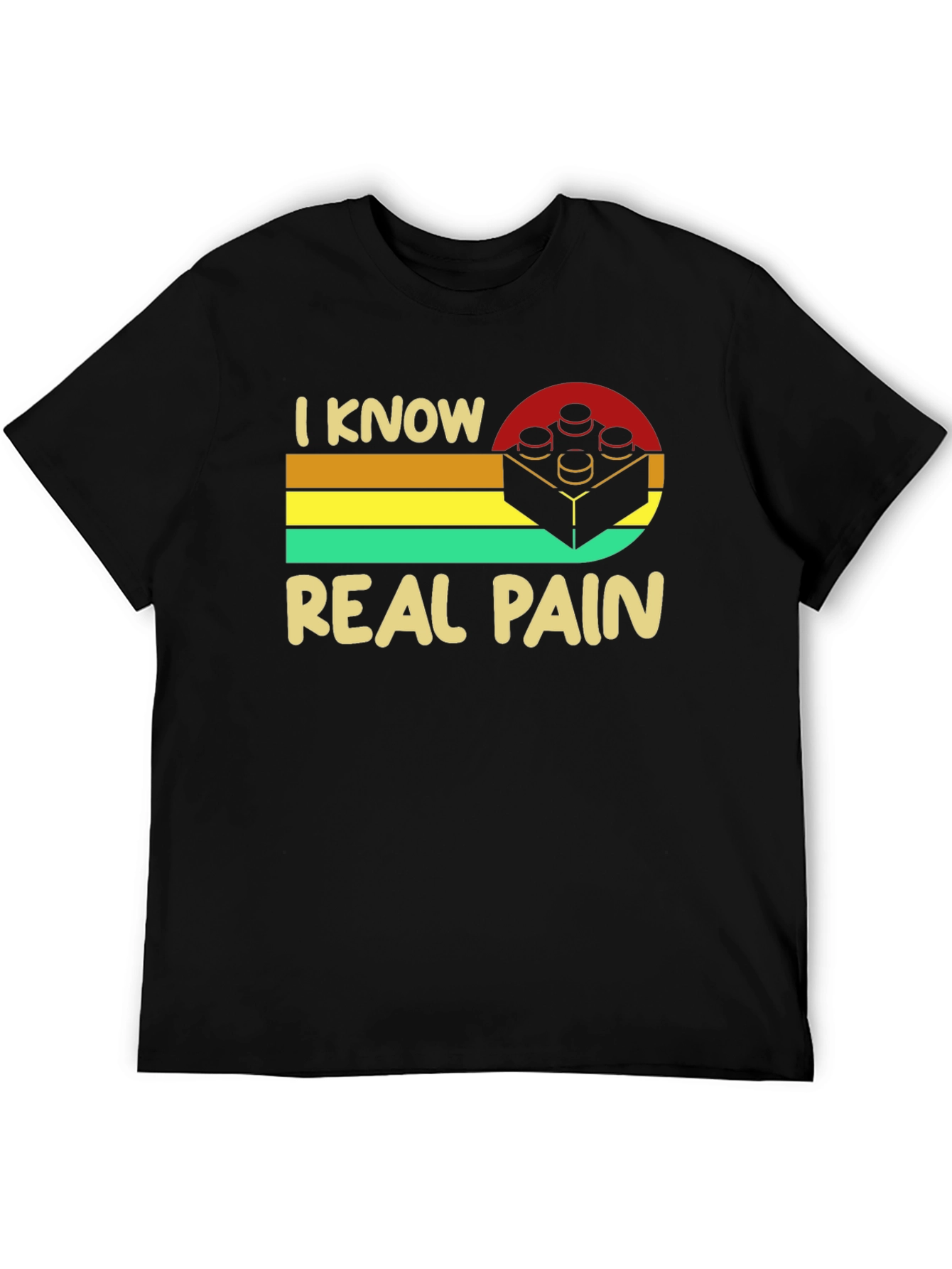 Black I Know Real Pain Funny Brick T-Shirt view 5