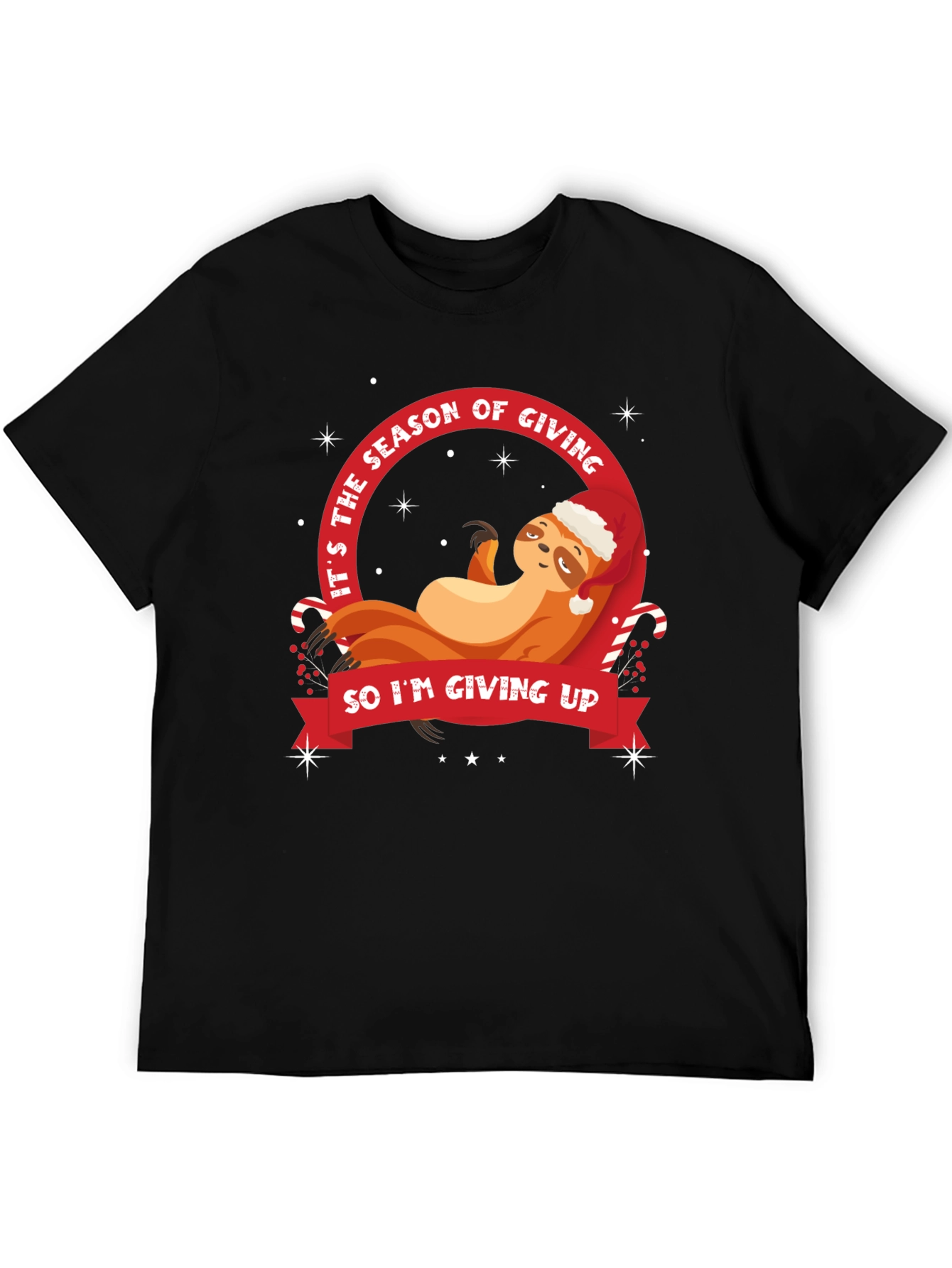Black Funny Sloth Christmas T-Shirt - Season of Giving view 5