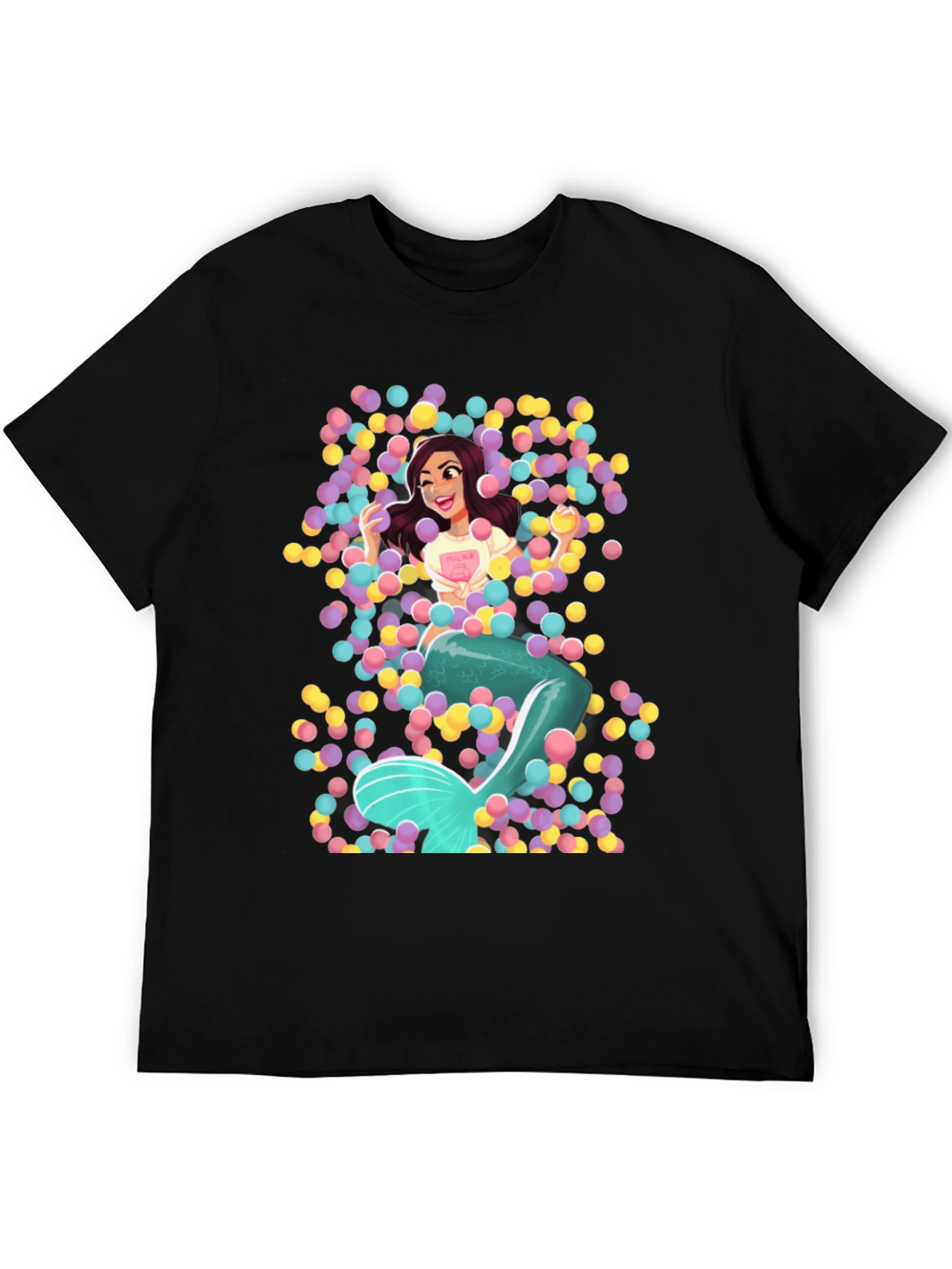Black Mermaid in Ball Pit Graphic Tee - Fun Novelty T-Shirt view 5