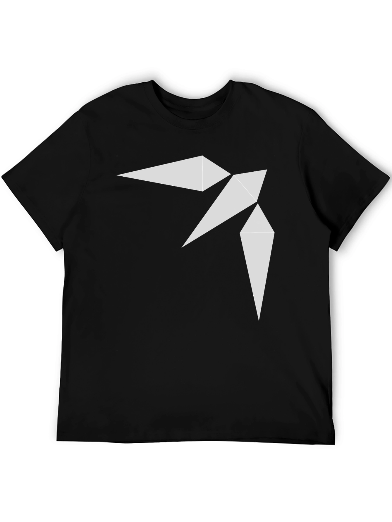 Black Geometric Bird Print Black T-Shirt view 5