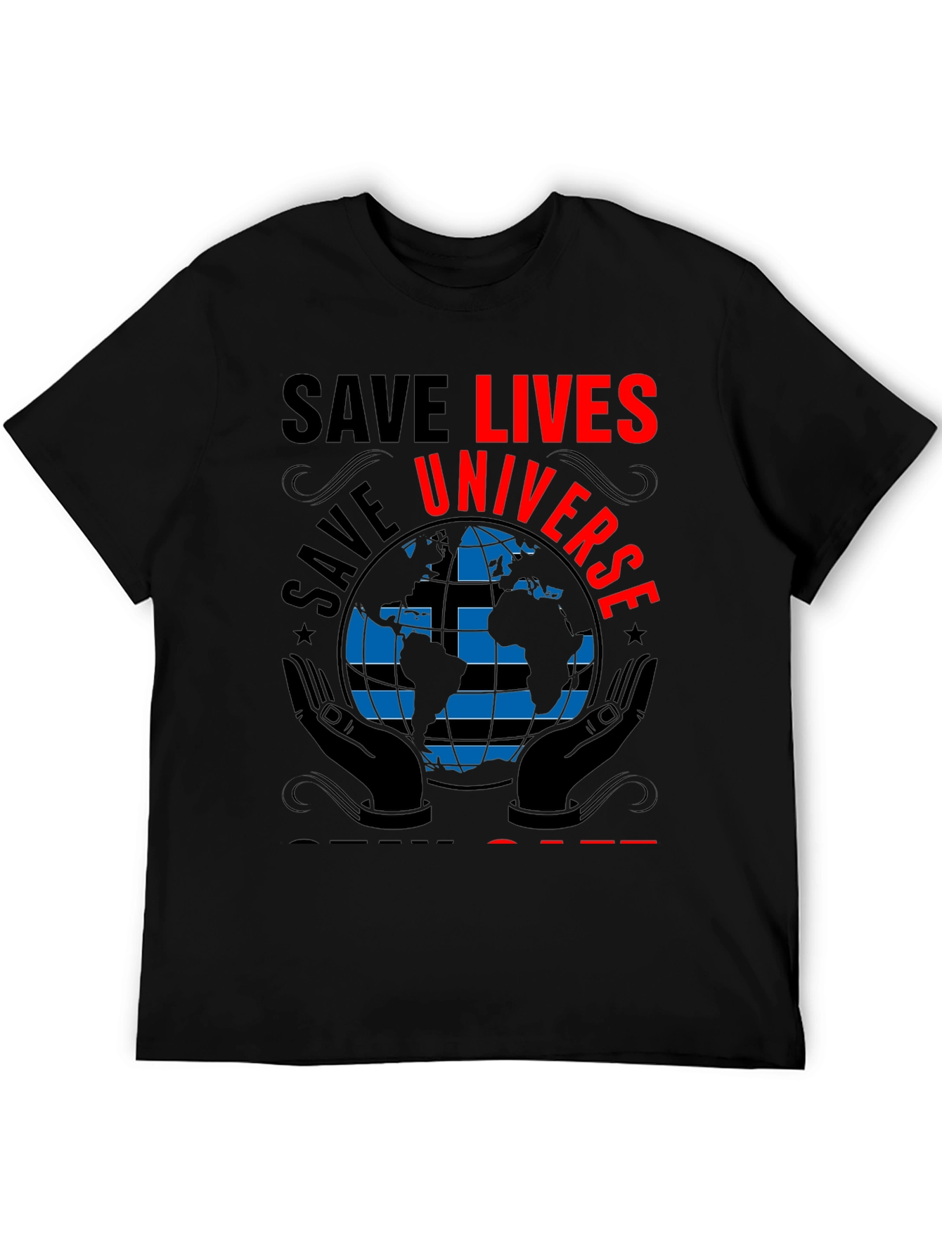 Black Save Lives Save Universe Graphic T-Shirt view 5
