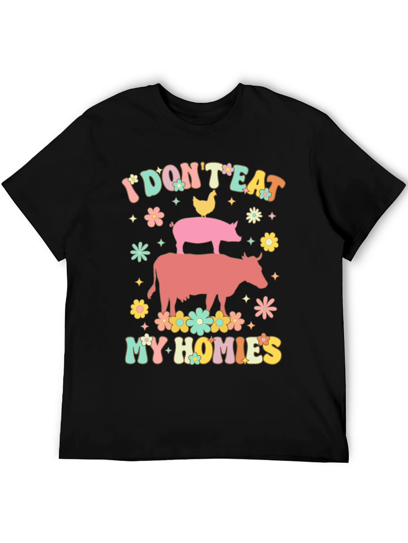 Black Vegan I Don't Eat My Homies T-Shirt view 5